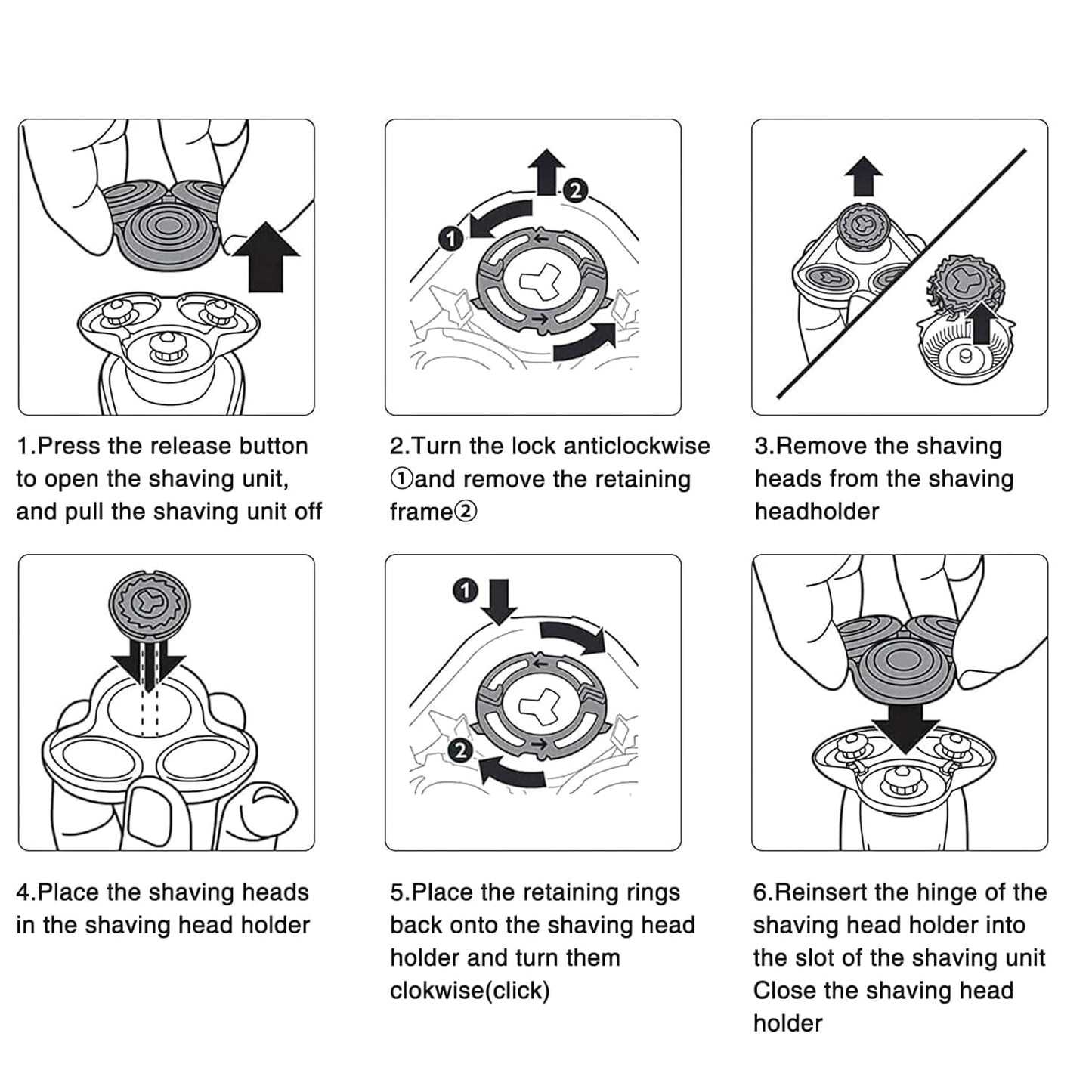 SH60 Replacement Head Series 6000 Compatible with Philips Norelco 6000 Replacement Heads Blades Shaver Razors for Philips Norelco Series 6000 Replacement Heads, for S6880/81 S6810/82 S6850/85, 6 Pack