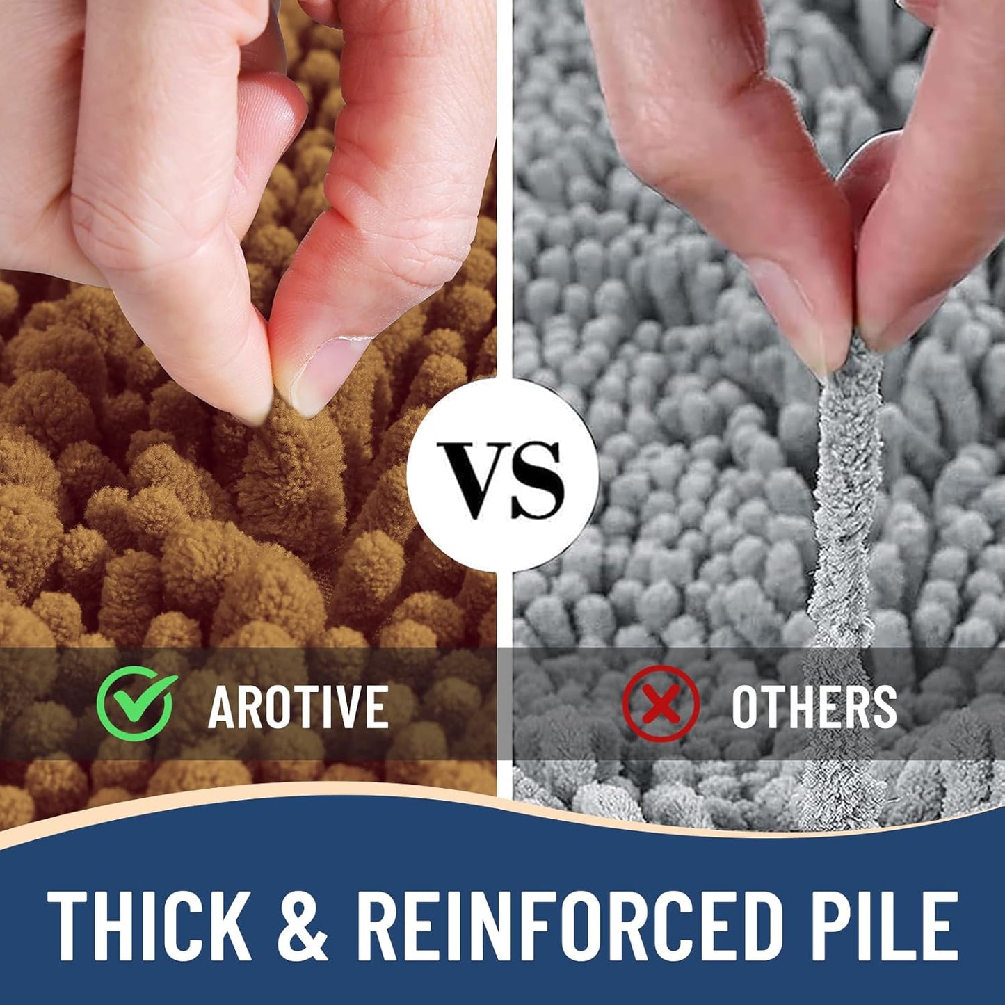 Arotive Luxury Chenille Bathroom Rug Mat, Extra Soft Thick Absorbent Shaggy Bath Rugs, Non-Slip Machine Wash Dry, Plush Bath Mats for Bathroom, Shower and Tub, 36x24, Ochre