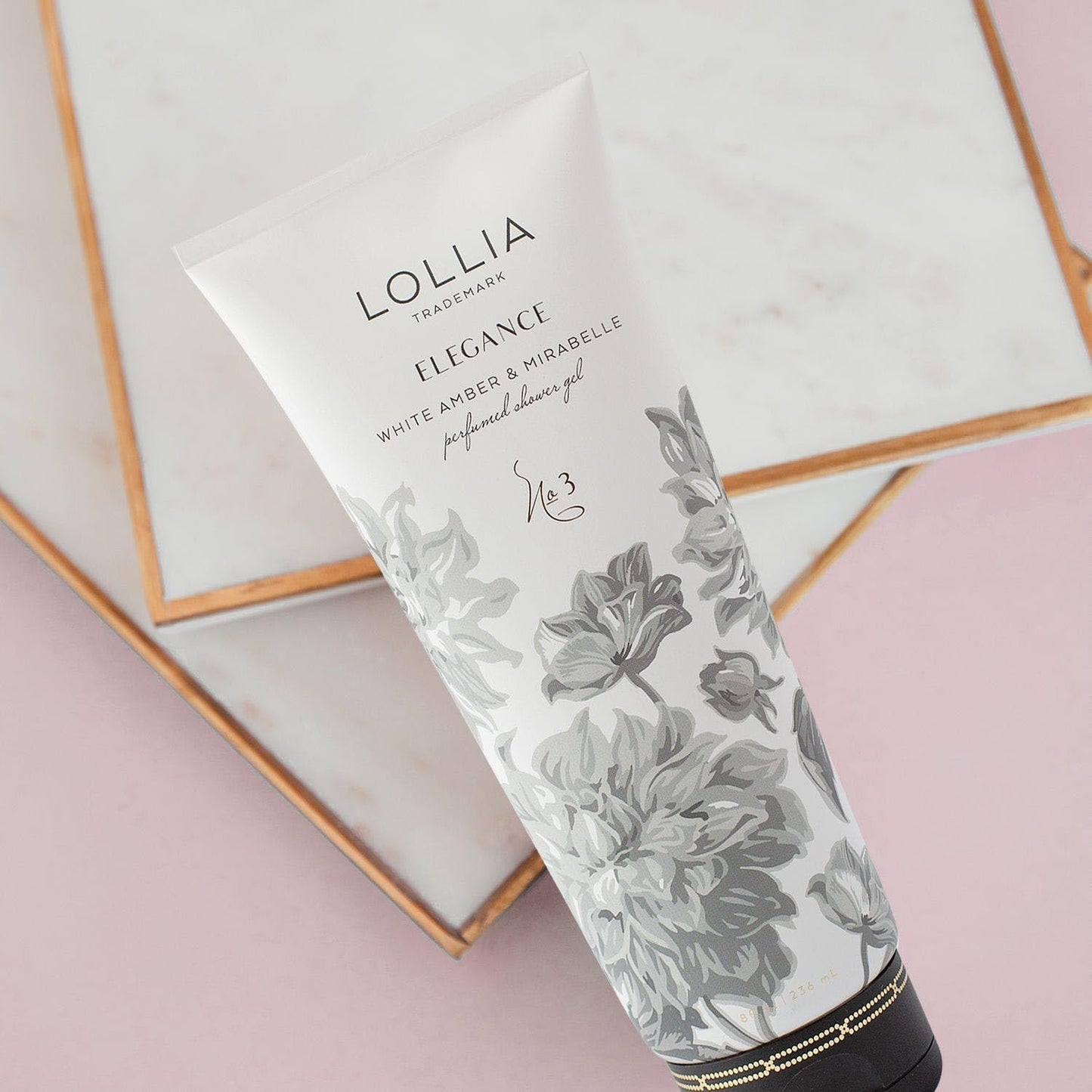 Lollia Elegance Shower Gel, 8 fl. oz. – White Amber & Mirabelle – Scented Shower Gel Body Wash, Shea Butter Body Wash, Bath Wash for Women, Beautiful Shower Gel, Moisturizing Body Wash