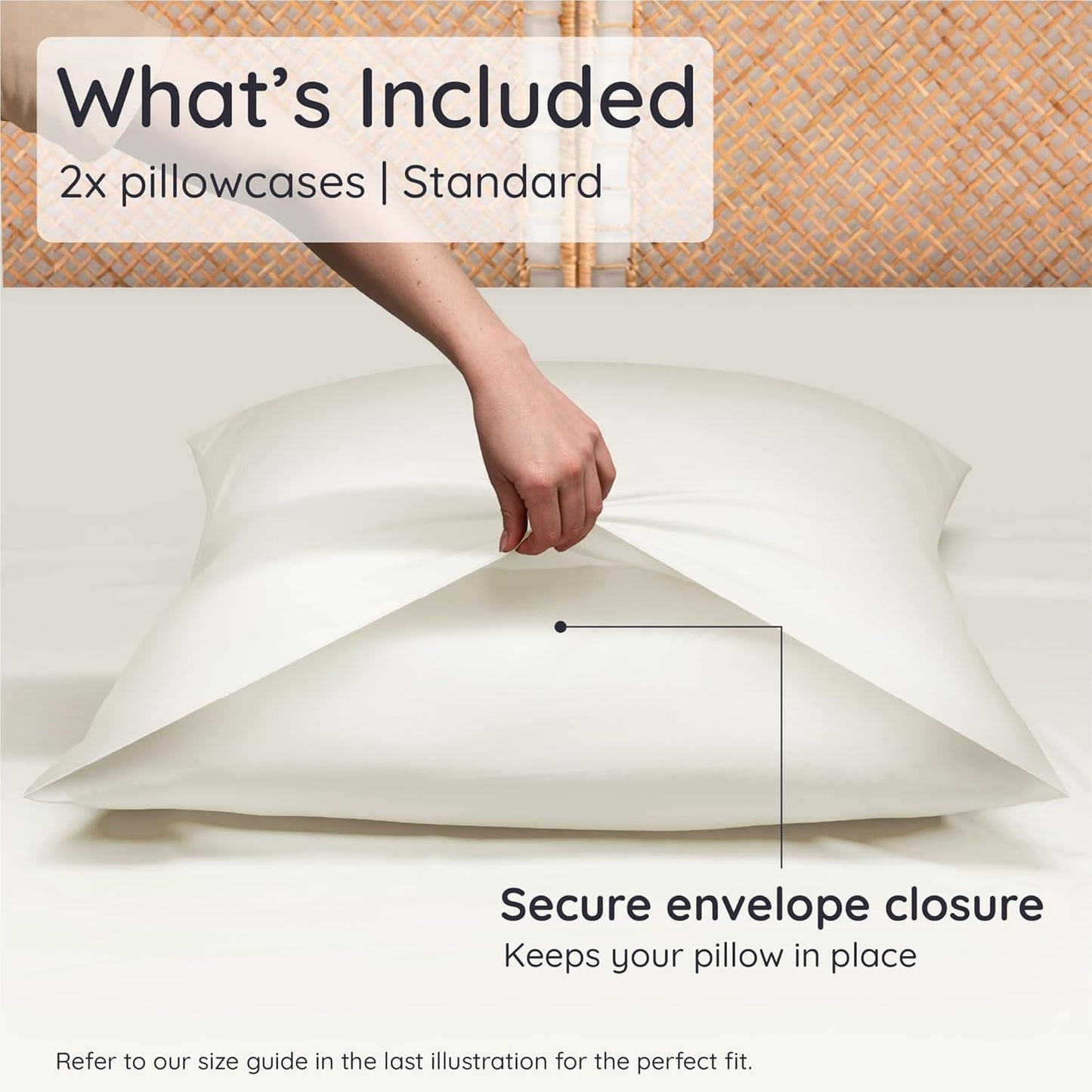 Bambaw 100% Viscose Derived from Bamboo Pillowcase Standard Size – Set of 2 Cooling Pillow Cases with Envelope Closure, Breathable & Anti Acne Pillow Case, Soft Pillow Cases Standard Size (Ivory)