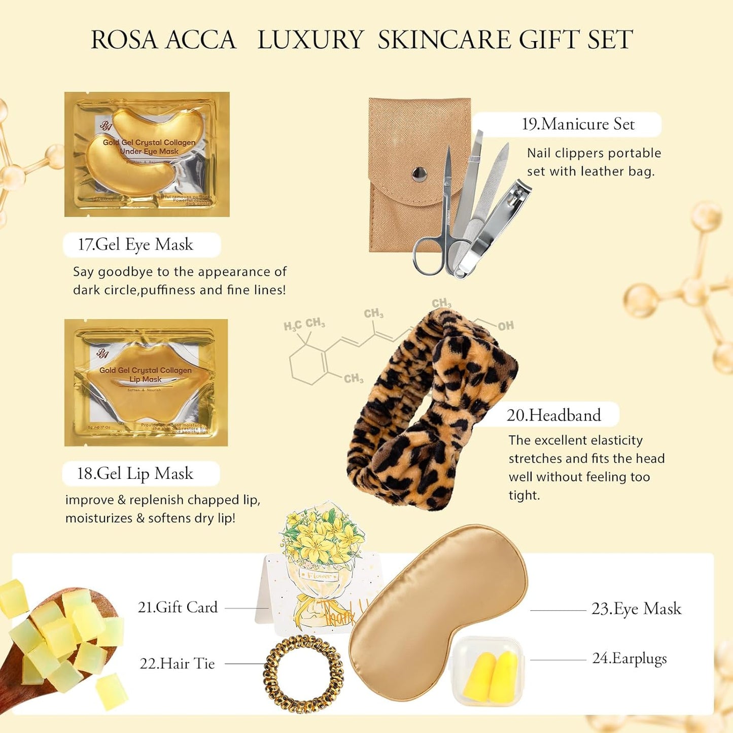 Leopard 32 Pcs Facial Skin Care Set, Spa & Self-Care Gifts, Bath and Body Gifts for Women, Lip Oil, Face Sheet Mask, Bath Oil, Hyaluronic Acid, Birthday, Christmas, Valentines