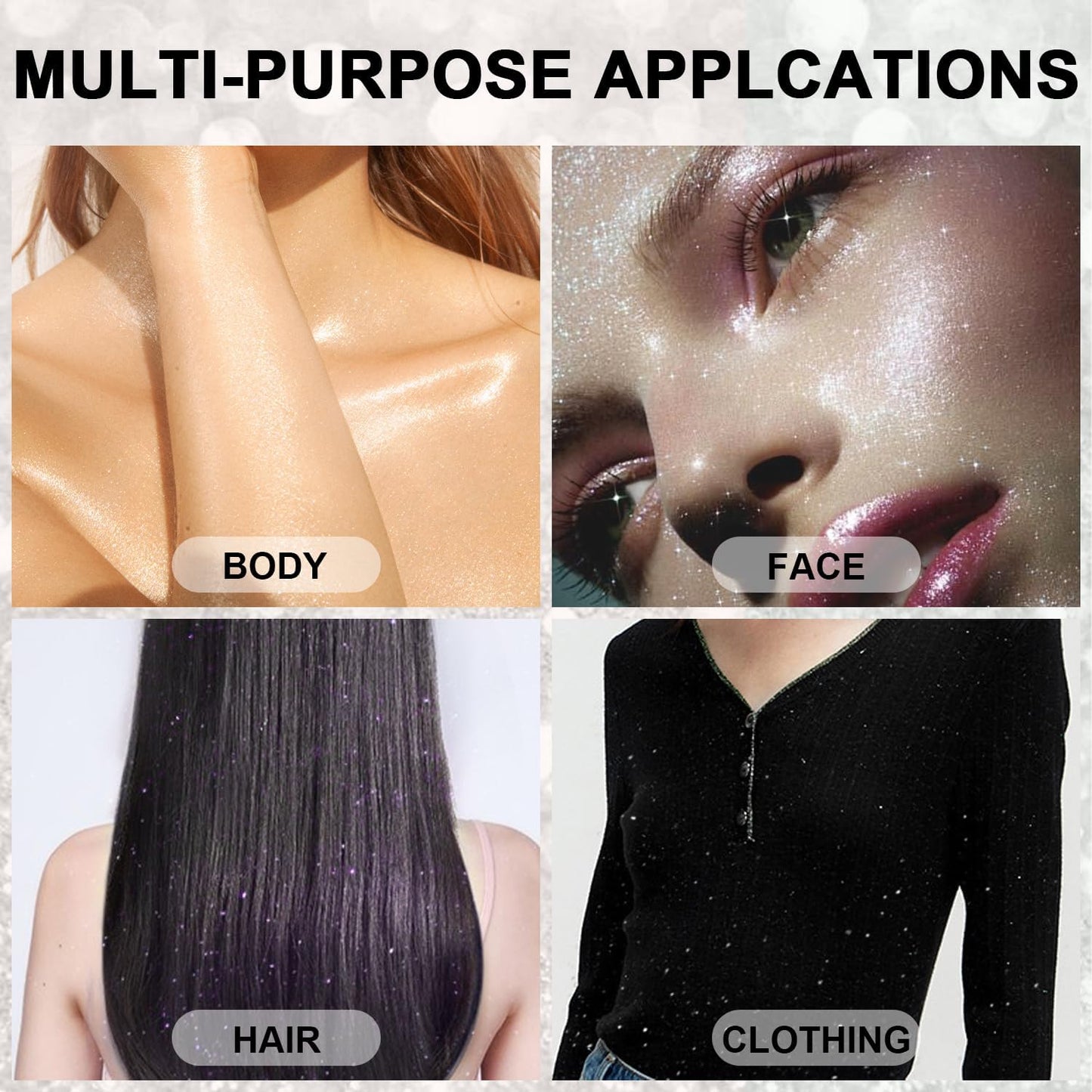 Hair and Body Glitter Spray, 1PC Glitter Hairspray Dry Powder Makeup for Clothes, Festival Rave Prom Loose Sparkle Powder,Holographic Ultra Fine Resin Glitters for Crafts (Peal White)