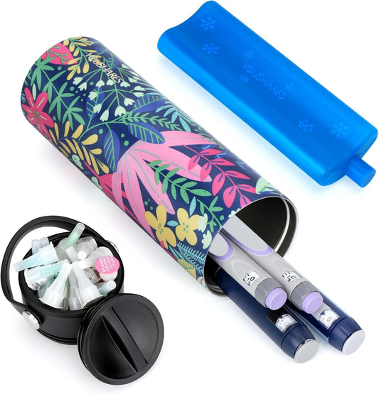 YOUSHARES Insulin Cooler Travel Case - 48H Non-Electric Cooling Bottle with TSA Approved Ice Pack, Diabetic Medication Pen Vials Refrigerator, Medical Carry Case Portable for 1–5 EpiPens
