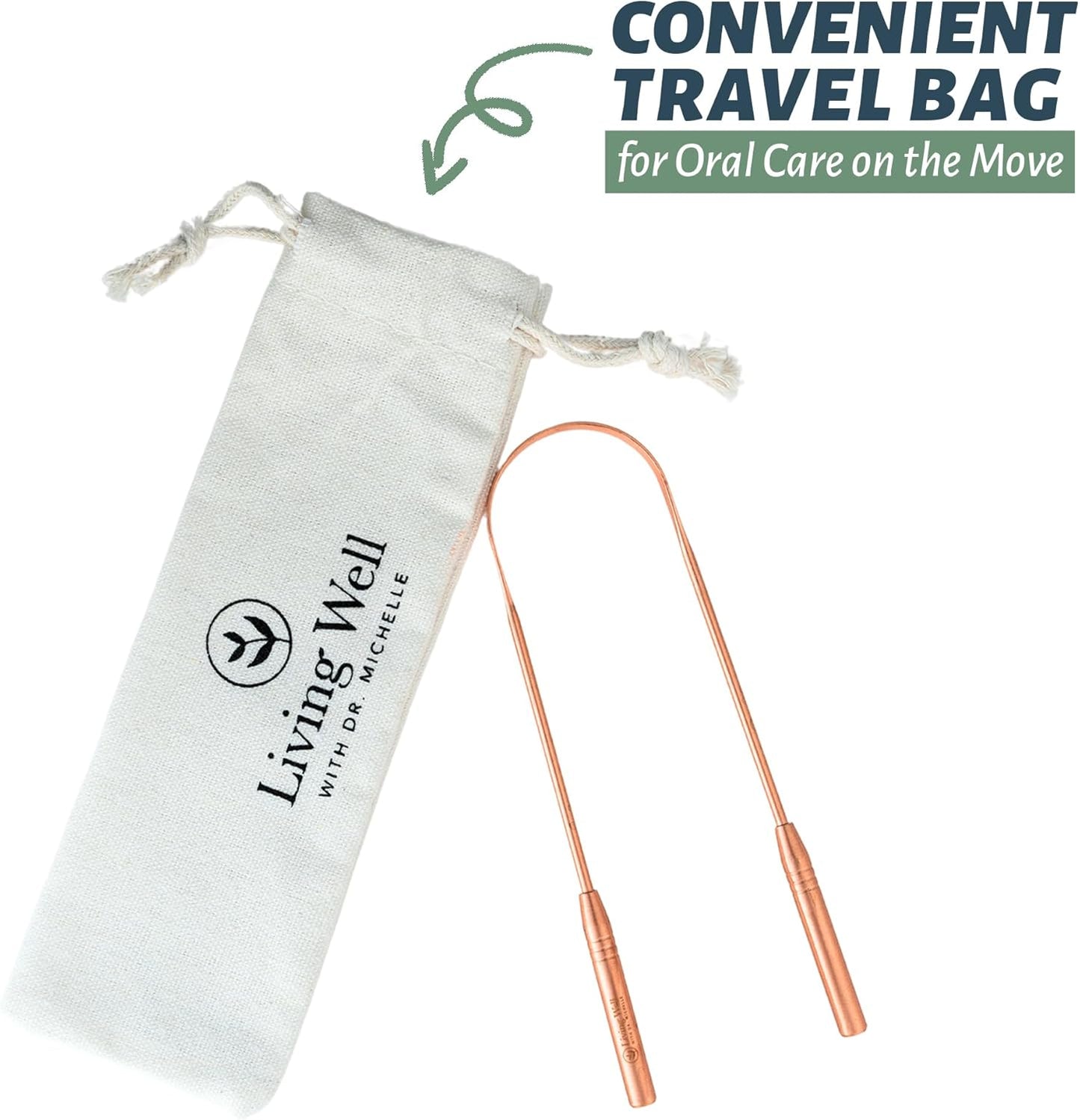 Copper Tongue Scraper - Premium Metal Tongue Cleaner for Adults & Kids - Eliminate Bad Breath & Enhance Oral Hygiene - Includes Travel Bag