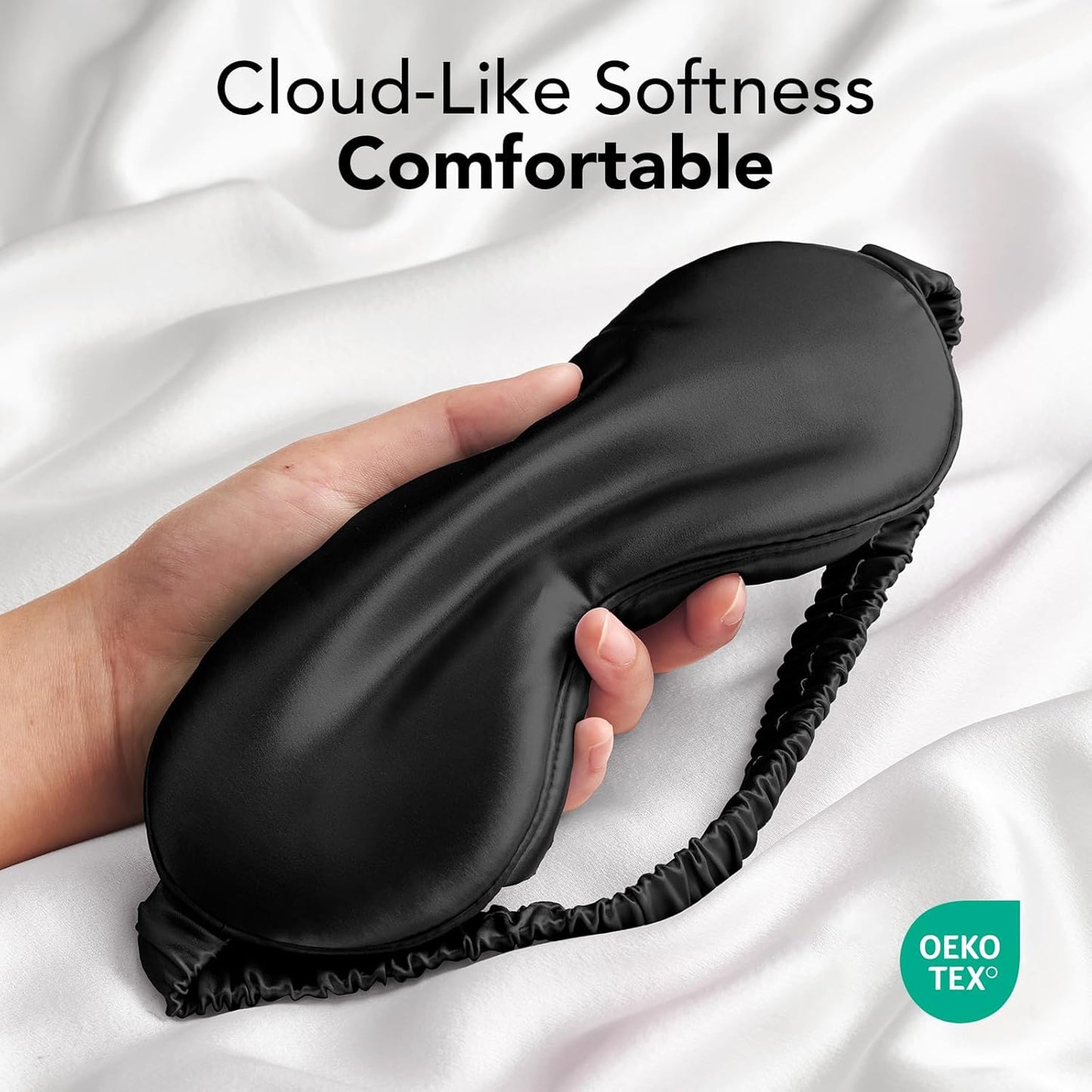 LitBear 100% Pure Silk Sleep Mask, 22 Momme 6A Mulberry Silk Fabric and Filling, Total Light Blocking Eye Mask Sleeping for Women, Men, Side Sleepers, Includes Travel Pouch and Scrunchie