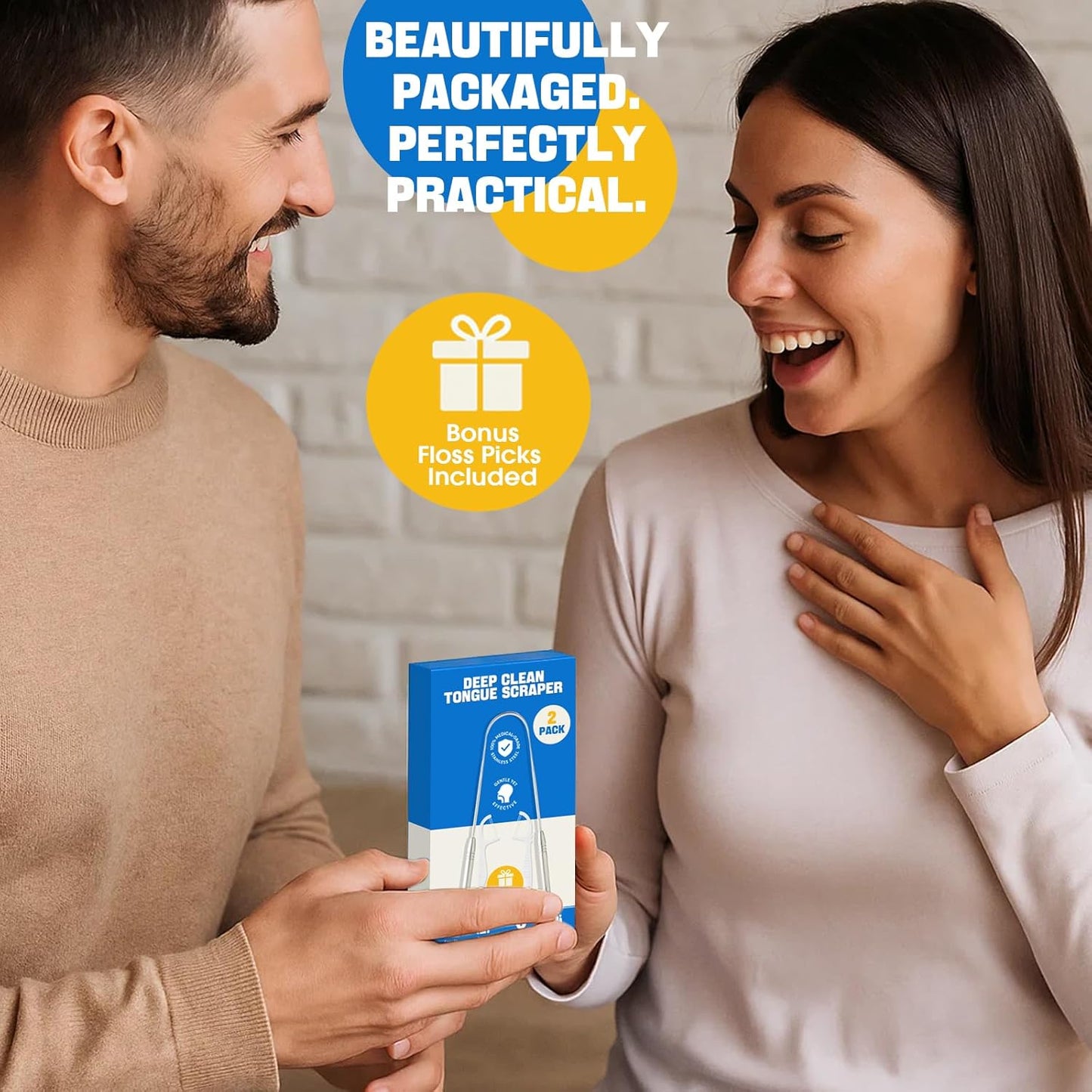 Stainless Tongue Scraper Set for Adults: Easy To Use For Oral Care and Hygiene – Pack Of 2 Stainless Steel Tongue Cleaners, 2 Travel Cases, 4 Floss Picks – Cleaning for Tongue Care & Fresh Breath