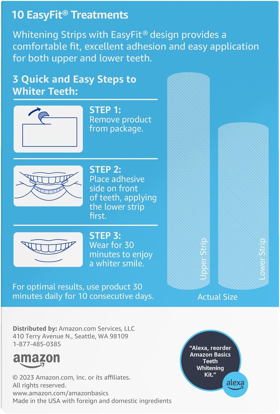 Amazon Basics 10 Day Teeth Whitening Strips Kit, 10 Treatments, 1-Pack (Previously Solimo)