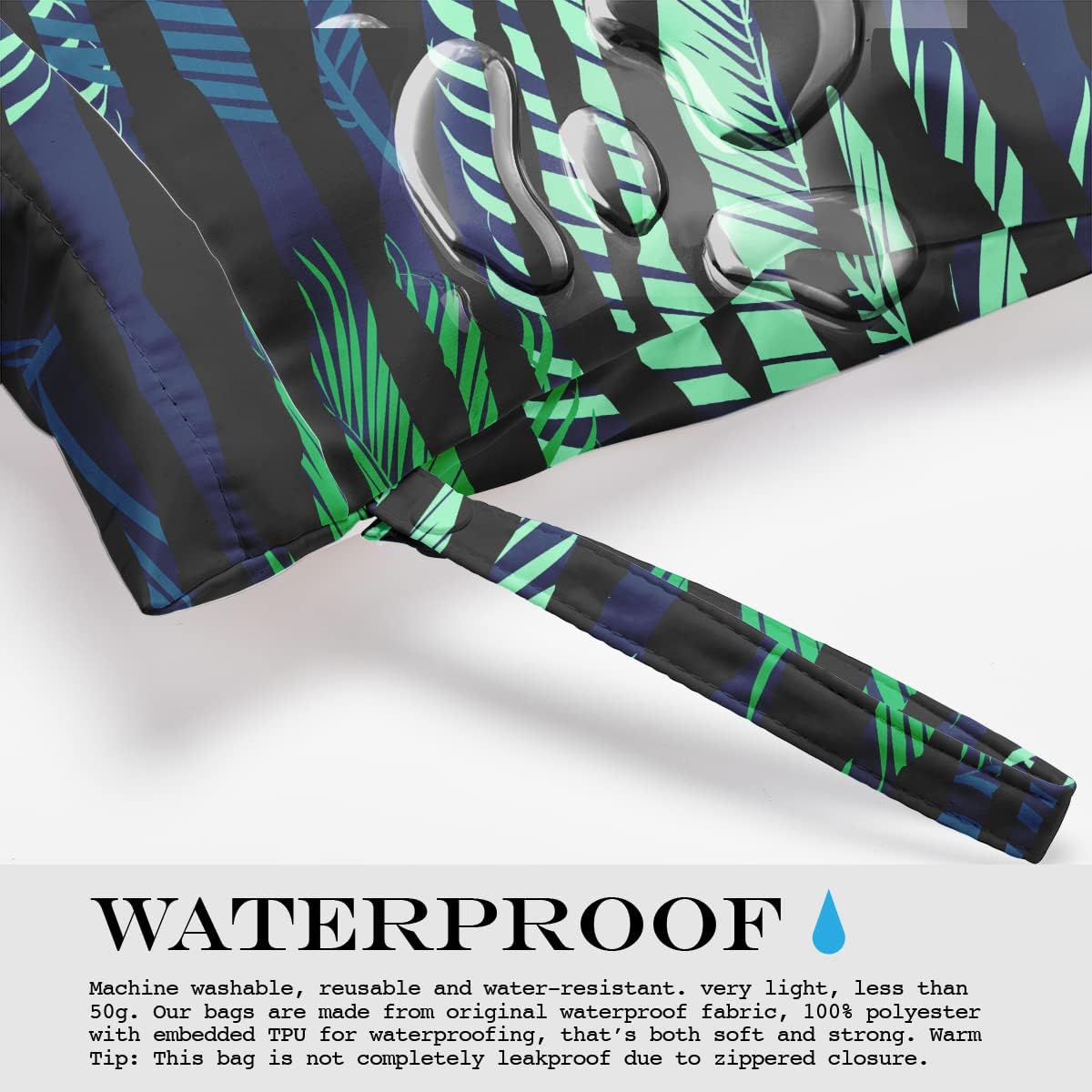 Wet Bag, Wet Dry Bag, Wet Bag for Swimsuit, Travel, Beach, Pool, Diapers, Dirty Yoga Gym Clothes, Makeup Bag, Waterproof Tropical Palm Leaves Decor Jungle Palm Leaf Favors