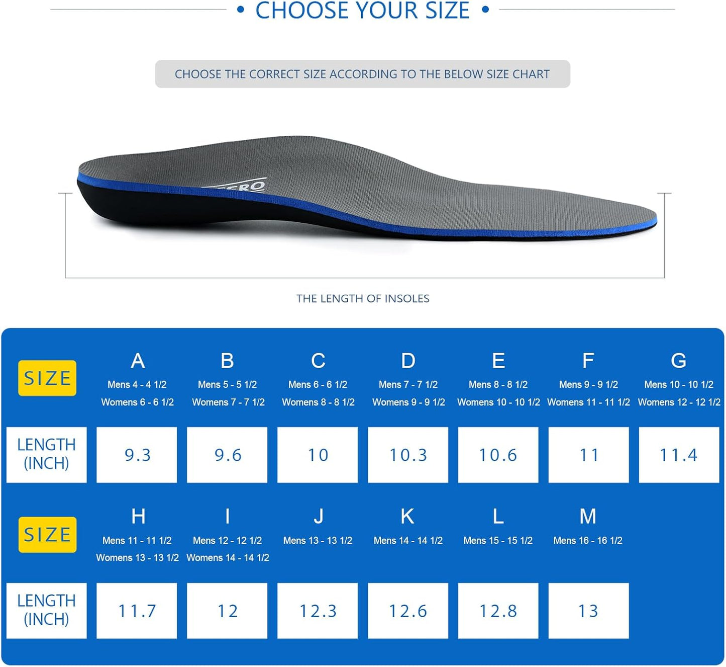 Plantar Fasciitis Feet Insoles Arch Supports Orthotics Inserts Relieve Flat Feet, High Arch (Mens 5-5 1/2 | Womens 7-7 1/2)