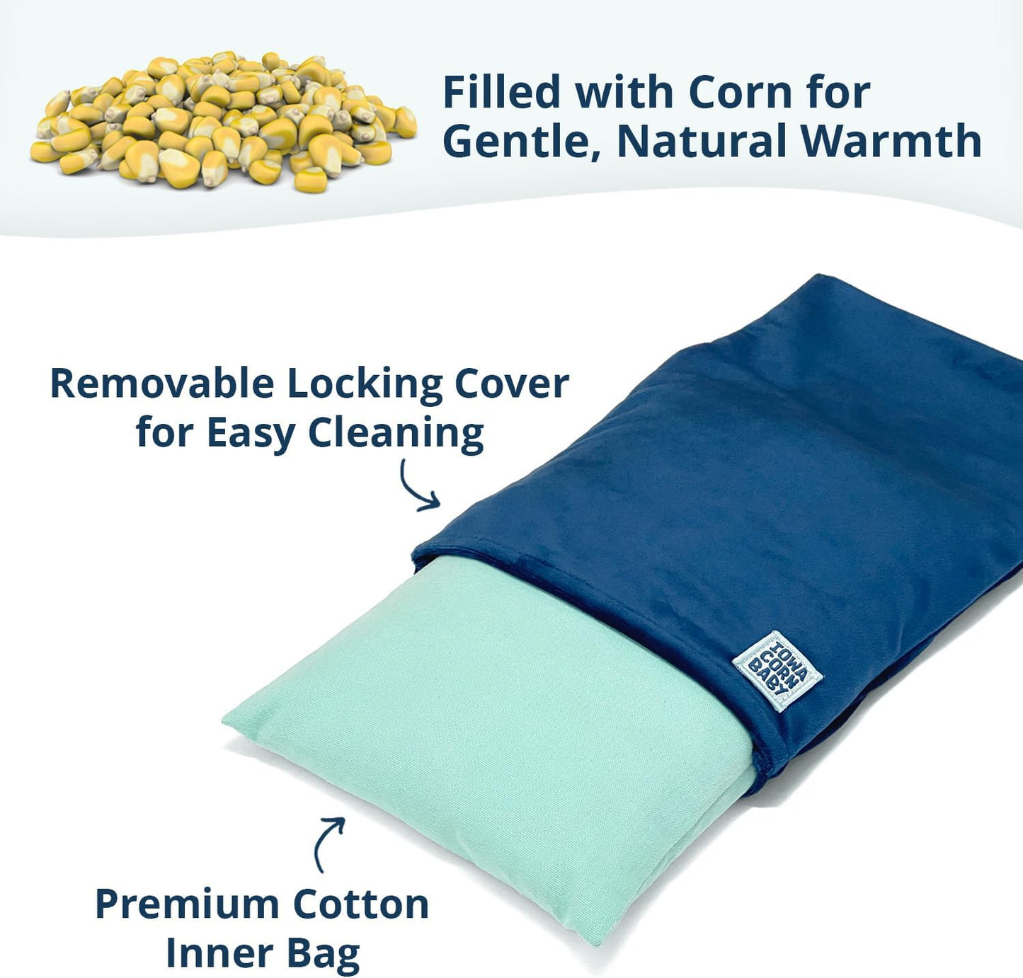 Microwave Heating Pad (with Removable Cover) – Weighted Microwavable Moist Heat Therapy Pad for Back, Neck, Shoulders, and Cramps – Portable, Reusable Cold or Warm Compress, 10" x 7", 2.5lbs