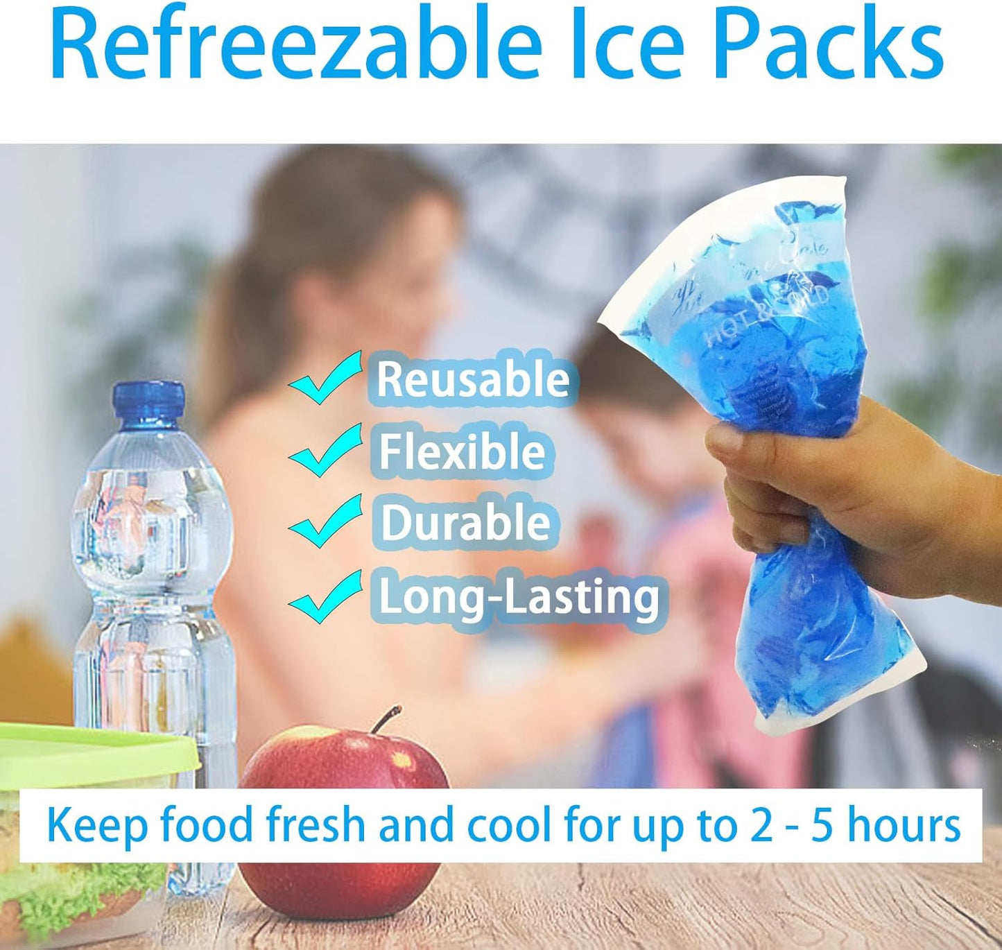 Gel Ice Packs, Cold Packs for Injury Recovery, Cold Compress for Pain Relief, Hot Cold Pack Relieves Inflammation, Arthritis for Headache, Ankle, Neck (Teal (2 Pack), 10×5 inch (28×13cm))