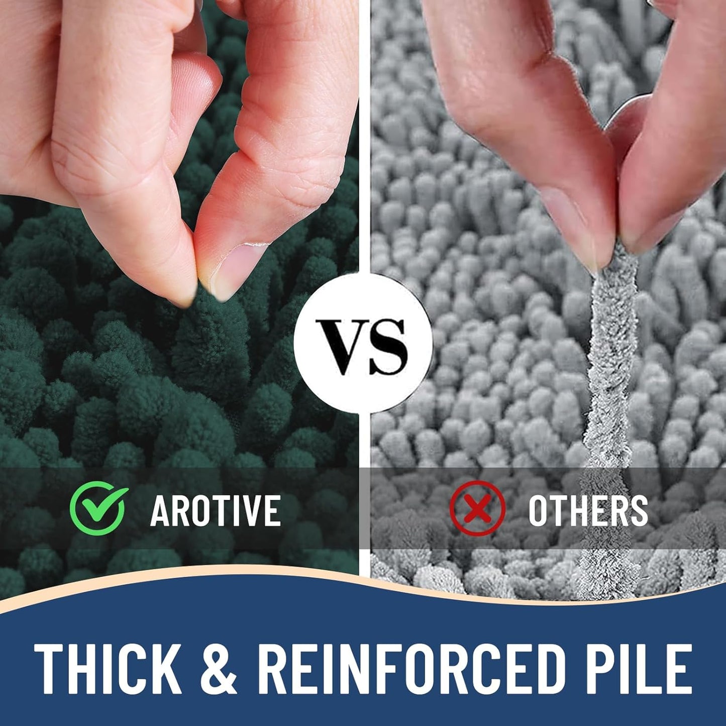 Arotive Luxury Chenille Toilet Rugs U-Shaped, Extra Soft Thick Absorbent Bathroom Mat, Non-Slip Shaggy Plush Contour Rugs, Machine Wash Dry Bath Mat for Toilet Base, 24x24, Dark Green