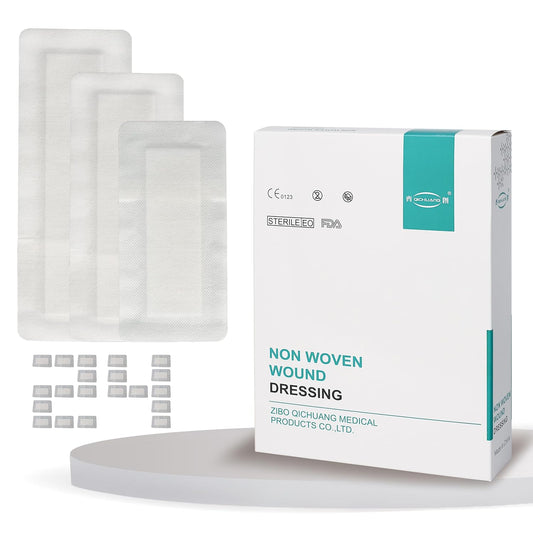 4X10, 4X12, 4X14 Inches Large Sterile Adhesive Island Wound Dressing Bandages - Non Woven Bordered Gauze Pads, Individually Pack, 8PCS for Each Size, Medical Grade by QICHUANG(101214Mixed Size- C24)