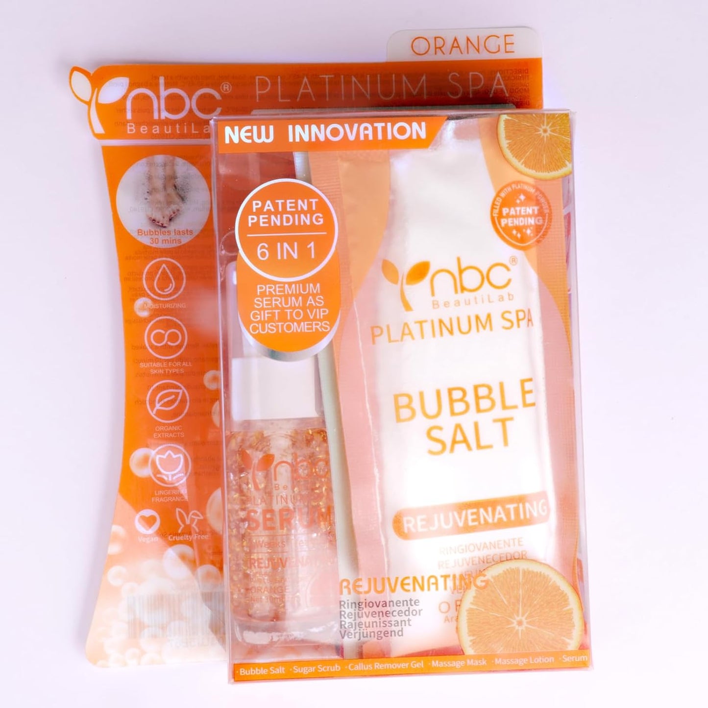 Pedicure Foot Soak Set - Upgraded 6 in 1 Foot Spa, Foot Bath Spa, Pedicure Kit for Tired & Dry Cracked Feet, Athletes Feet, Bad Odor, Softens Calluses (Orange)