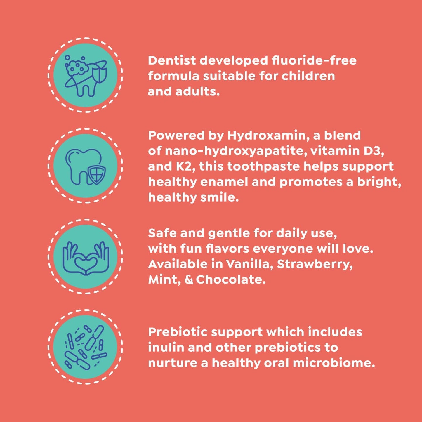 Nano Hydroxyapatite Toothpaste – Fluoride-Free, Remineralizing, Vitamins D3 & K2, Eases Sensitivity, Whitens, Dentist-Developed, Clean Ingredients, Adults & Kids, 4 Flavors