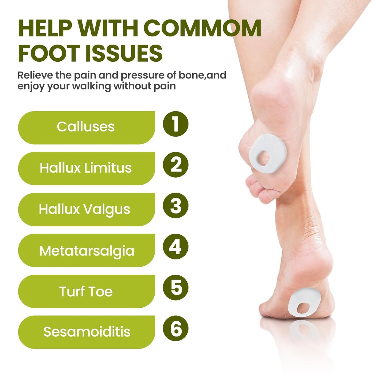 Bukihome Callus Cushions Corn Removers for Foot Bottom, 1/5" Thick Oval Corn Removers Callus Pads, Adhesive Corn Pads for Men & Women - Relieve Friction, Pressure & Shoe Rubbing (White, 42 Count)