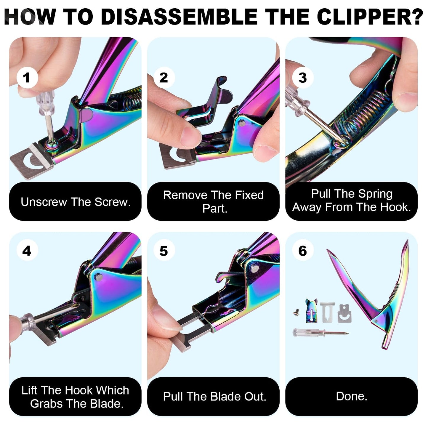 Chameleon Premium Adjustable Nail Clippers with Magnets Sizers for Acrylic Nails, Stainless Steel Nail Cutter Trimmer for Artificial Fake False Tips Manicure Sharp Blade Clip Tool for Salon Beauty