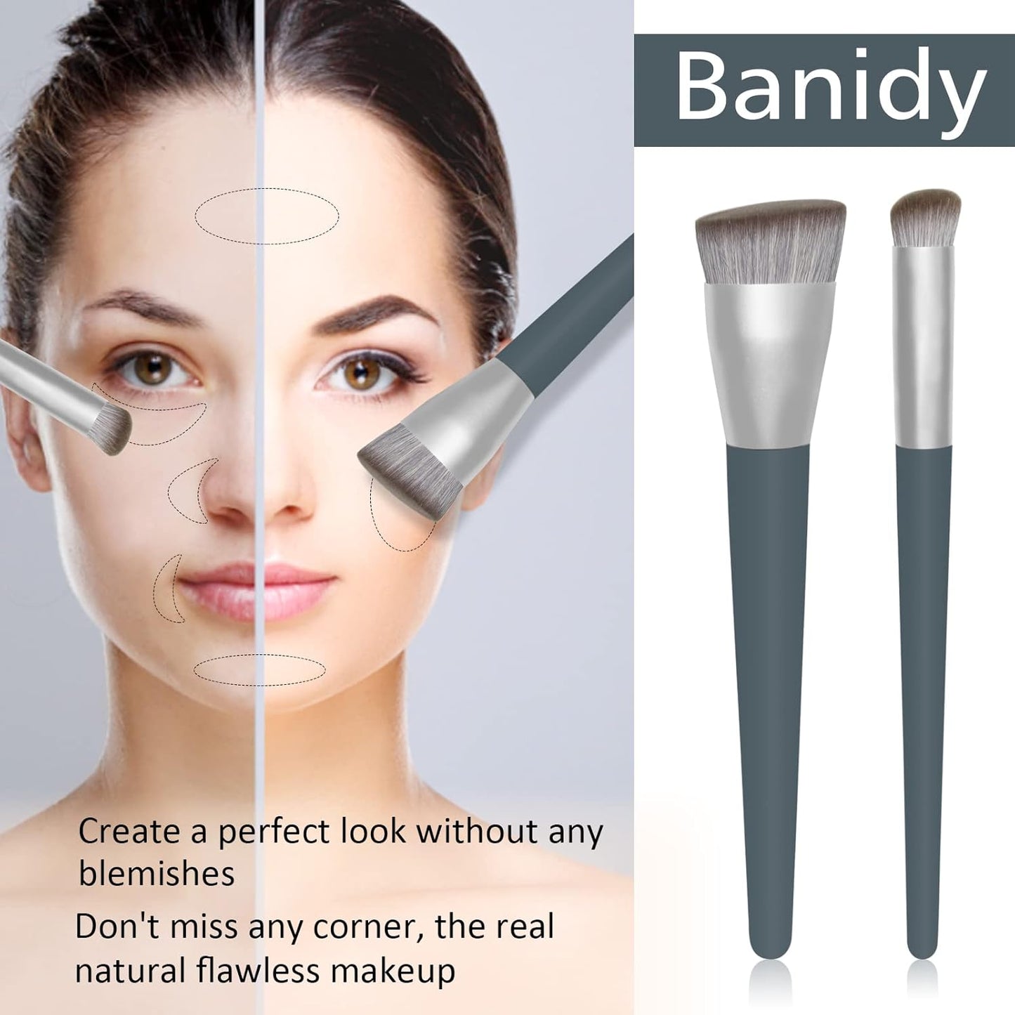 Foundation Makeup Brush Contour Concealer Large Powder Kabuki Perfect for Any Look Premium Luxe Plush Fibers Rounded Flawless Face Ideal for Liquid, Cream, Powder