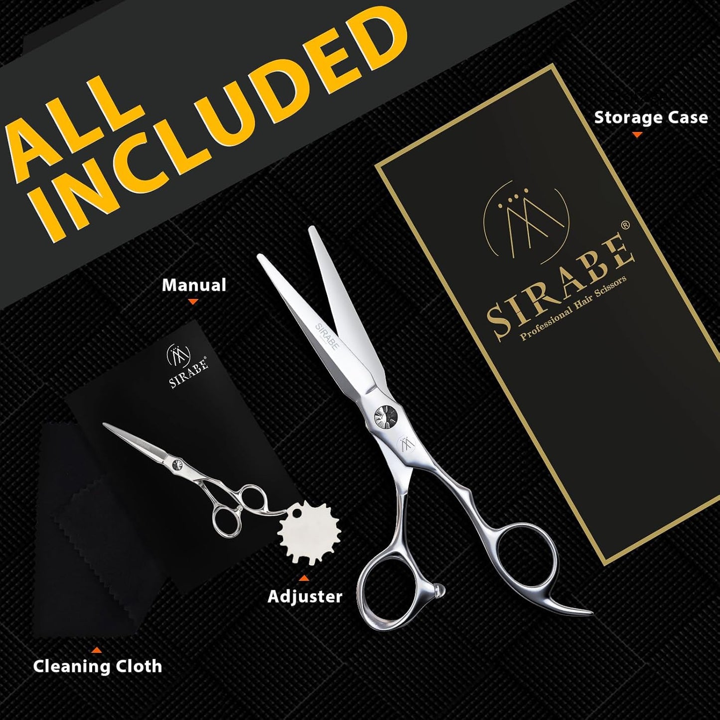 Sirabe HIGH-END Professional Barber Scissors, Ultra Sharp Blades, Hair Cutting Scissors Shears Haircut Scissors for Salon Hairdressing and Home Use