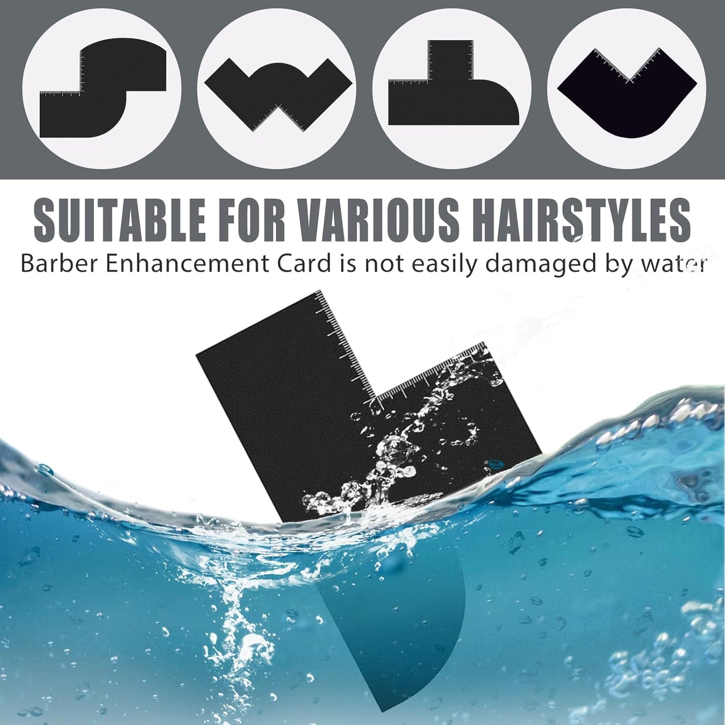 4 Pcs Enhancement Card for Barbers, Professional Hairline Shaping Tool with Measurement Indicators, Durable Reusable Shape Up Tool for Hairline and Beard, T+S+W+V Shaped