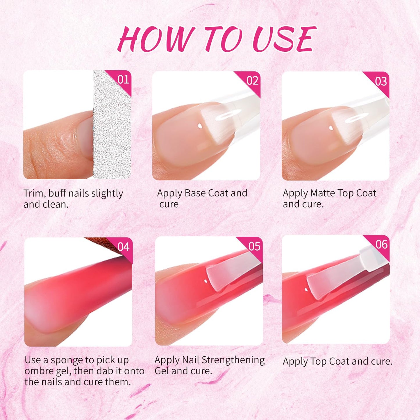 24 Colors Ombre Gel Nail Polish Set,Ombre Pigment for Nails,Gradient Painting Gel with 100Pcs Nail Sponges for 3D Gels Nail Art can be Painted in Salon or Home Use