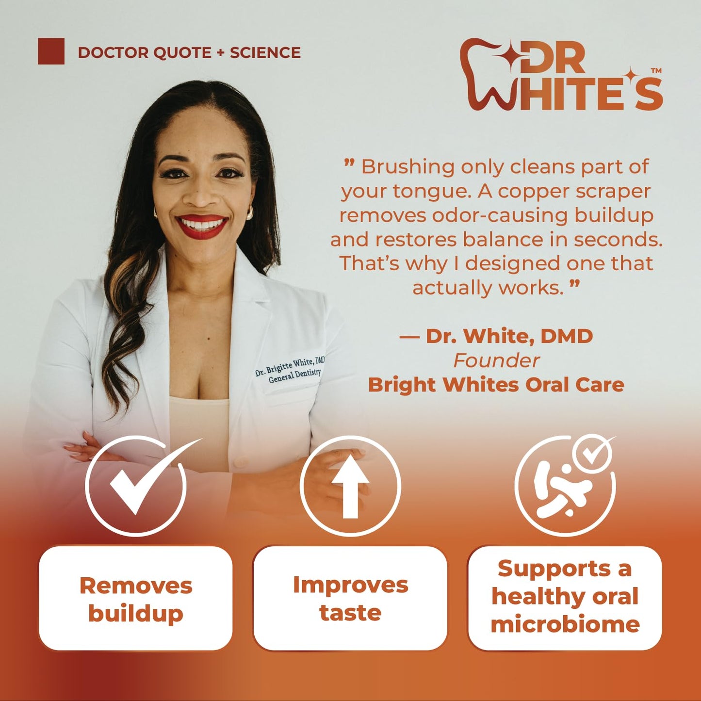 Dr. White’s Copper Tongue Scraper – Dentist-Designed Tongue Cleaner Tool for Fresh Breath, Dual-Grip, Rust-Resistant, Built to Last – 100% Forged Copper, For Adults & Kids (3-Pack)