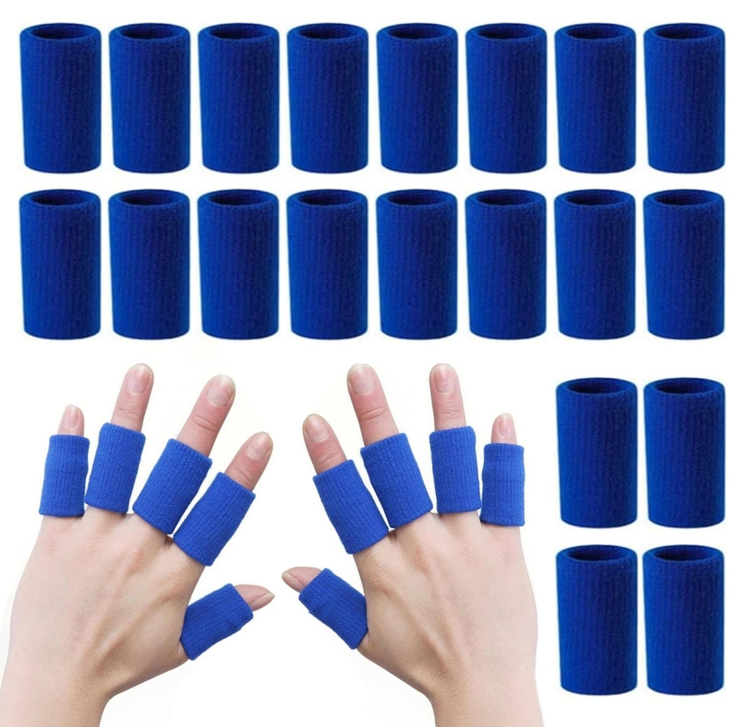 Finger Sleeves, Thumb Splint Brace for Finger Support, Breathable Elastic tape, Compression Pression Protector for Pain Relief (20, Blue)