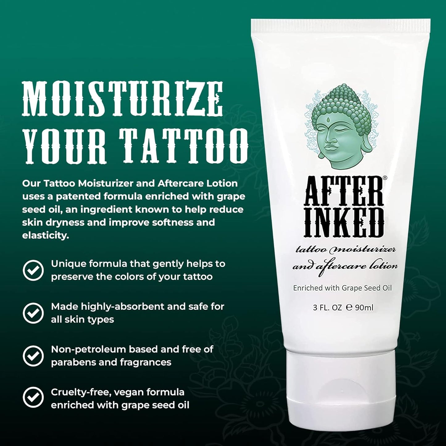 After Inked Tattoo Aftercare Lotion and Foam Cleanser Bundle - with 3oz Tattoo Lotion Aftercare and 1.7oz Tattoo Aftercare Foam Wash, Essential Tattoo Supplies, Premium Skincare Tattoo Aftercare Kit