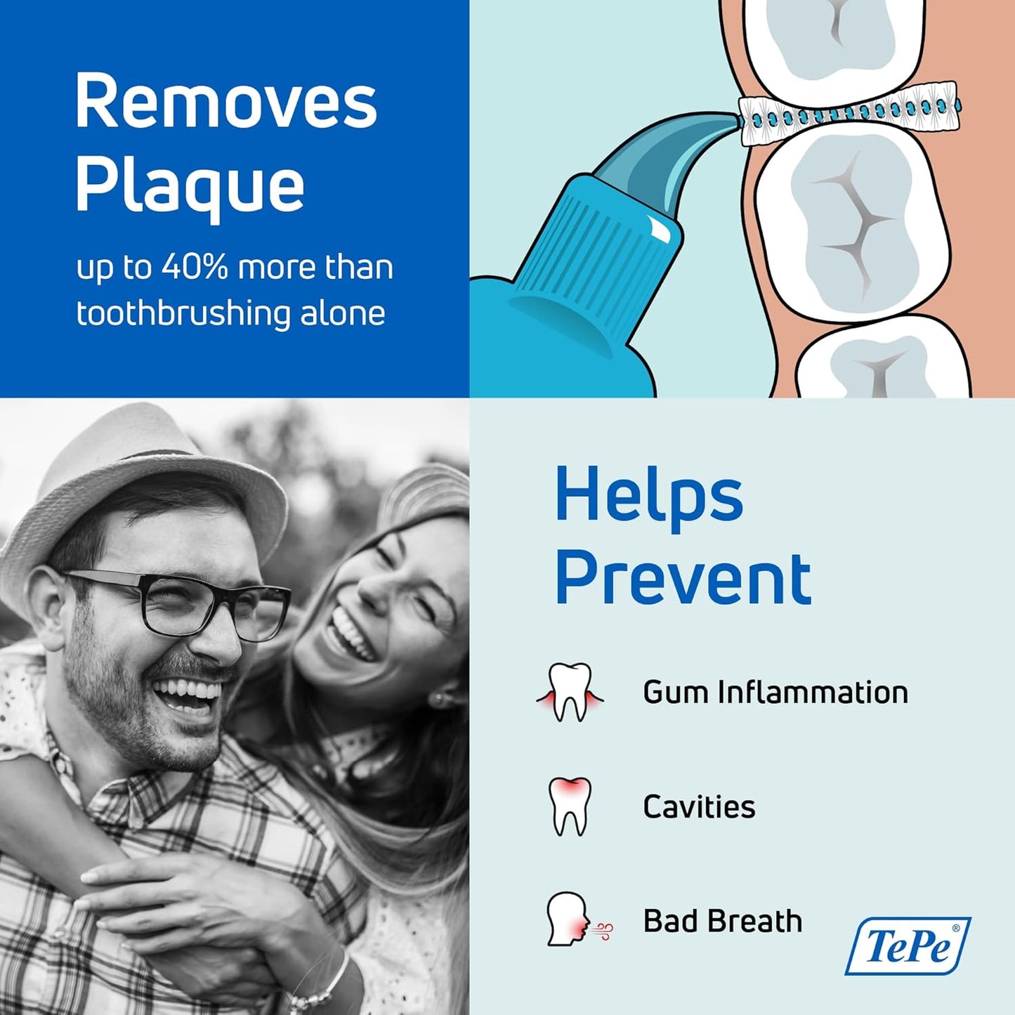 TePe Interdental Brush Original, Soft Dental Brush for Teeth Cleaning, Pack of 20, 0.7 mm, Medium Gaps, Yellow, Size 4