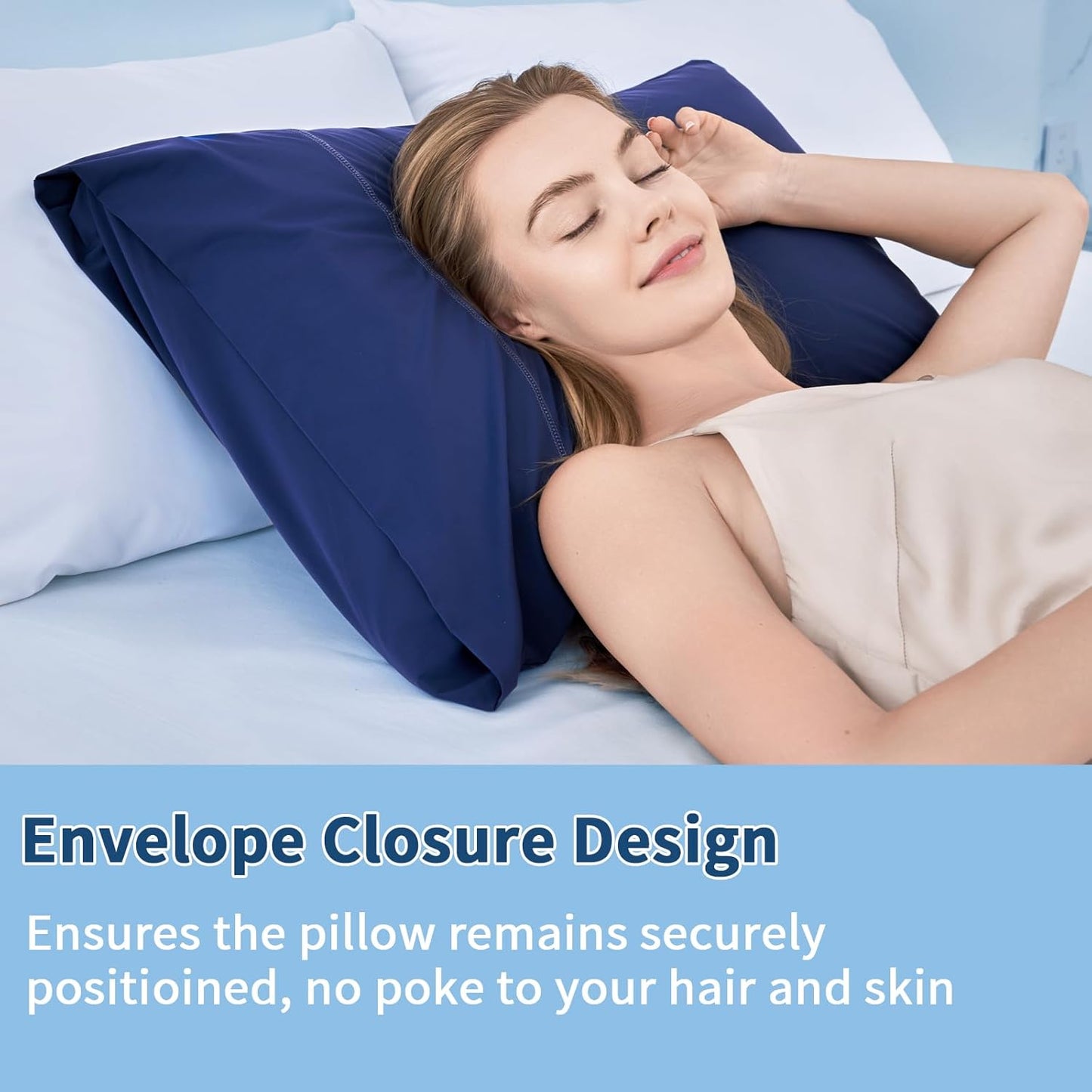 Cooling Pillow Cases 2 Pack for Hot Sleepers and Night Sweats, Ice Cool Pillow Covers King Size Set of 2 for Hair Skin Reduces Wrinkles&Frizz Softer Than Silk Pillow Cases, Envelope Closure,Royal Blue