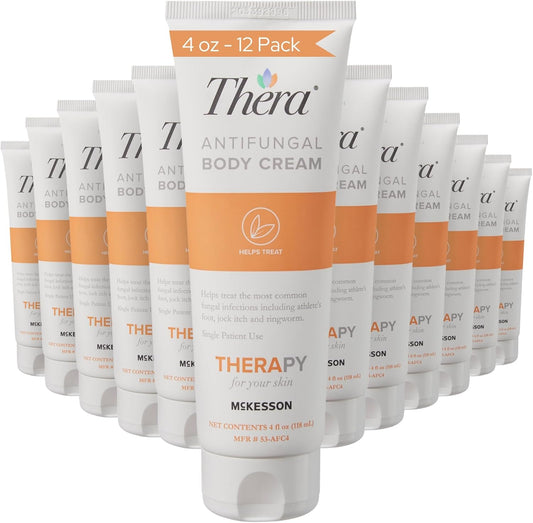 Thera McKesson’s Antifungal Cream, 2% Miconazole Nitrate, Body, Skin, Athletes Foot Treatment - Relief for Ringworm, Jock Itch - 4 oz, Pack of 12
