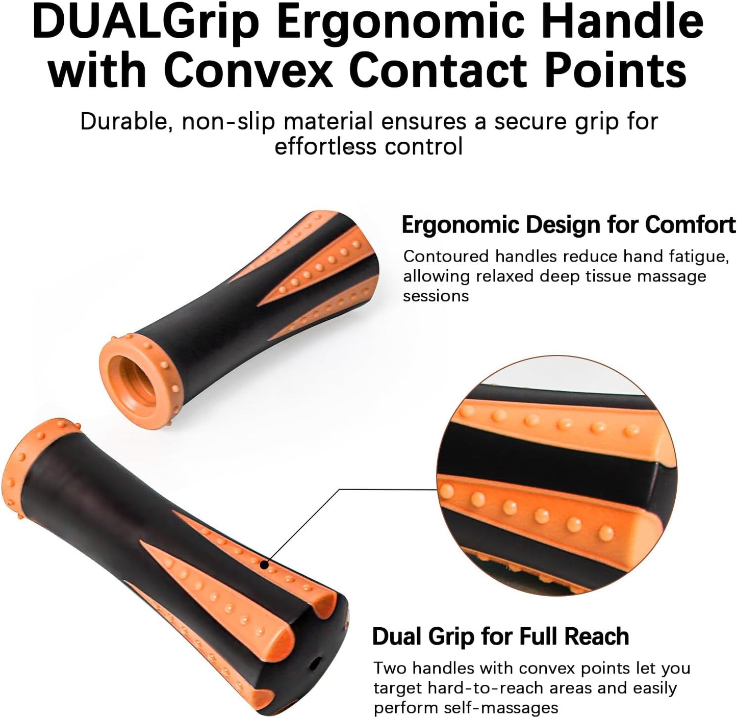 Muscle Roller Stick for Athletes -Roller Massager for Myofascial Pain Relief - Handheld Physical Therapy & Recovery Tool(Orange black-18 inch)