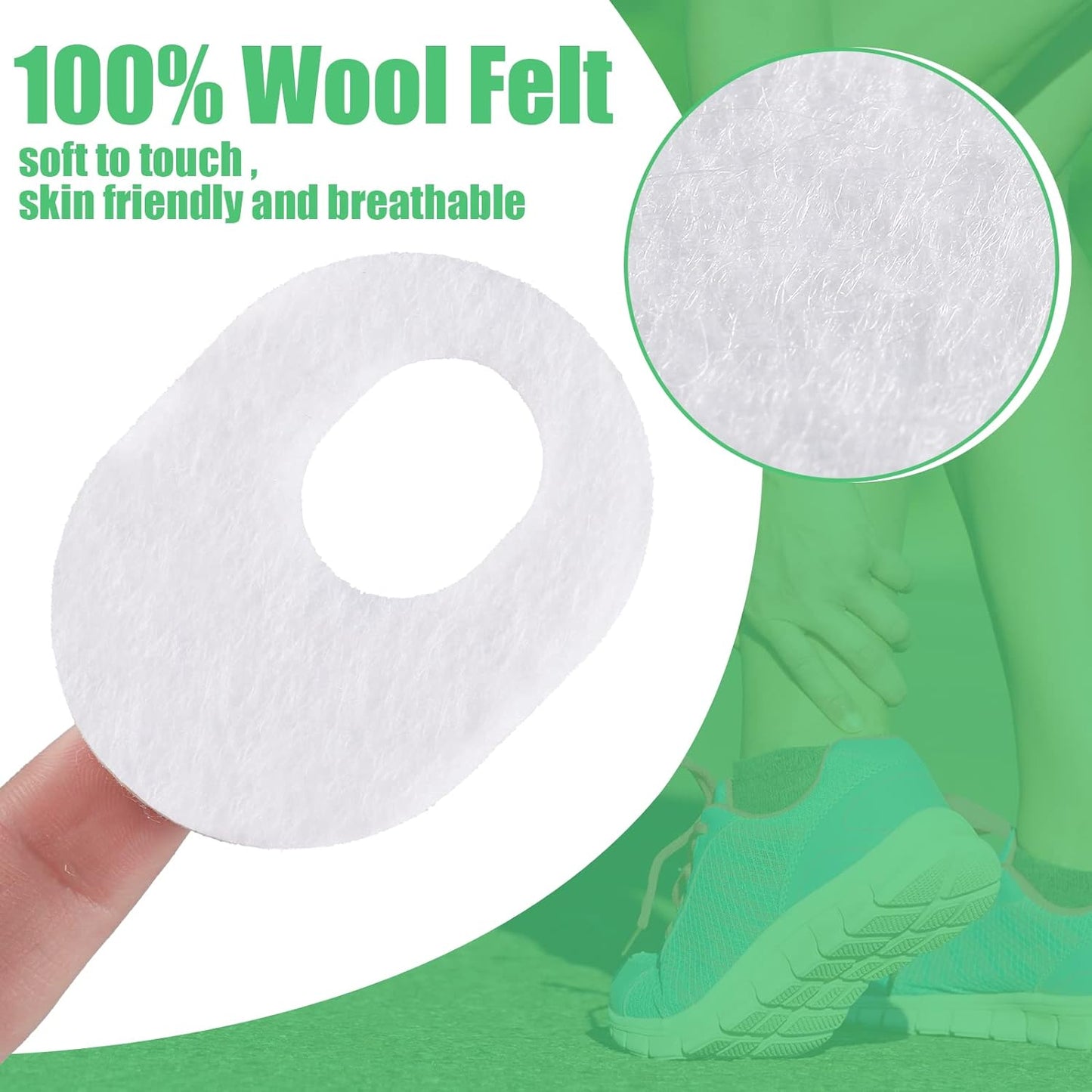 WILLBOND 60 Pcs Callus Pads Soft Felt Callus Oval Shape Corn Pads for Bottom of Foot Adhesive Foot Corn Cushion for Men and Women Feet Toes Heel Pain Relief (White)