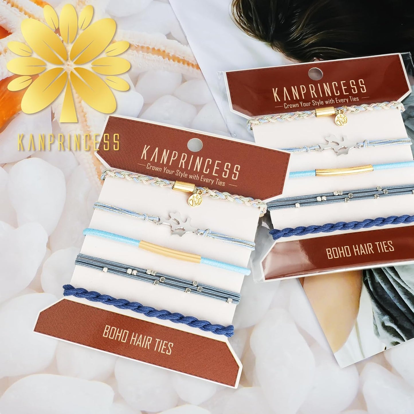 Hair Tie Bracelet, 5 Pcs Boho Hair Ties For Girls and Women, Elastic Hair Ties, Hair Bands For Ponytails, Ponytail Holder For Daily Life, Sport, Cooking, Working (Set 16)