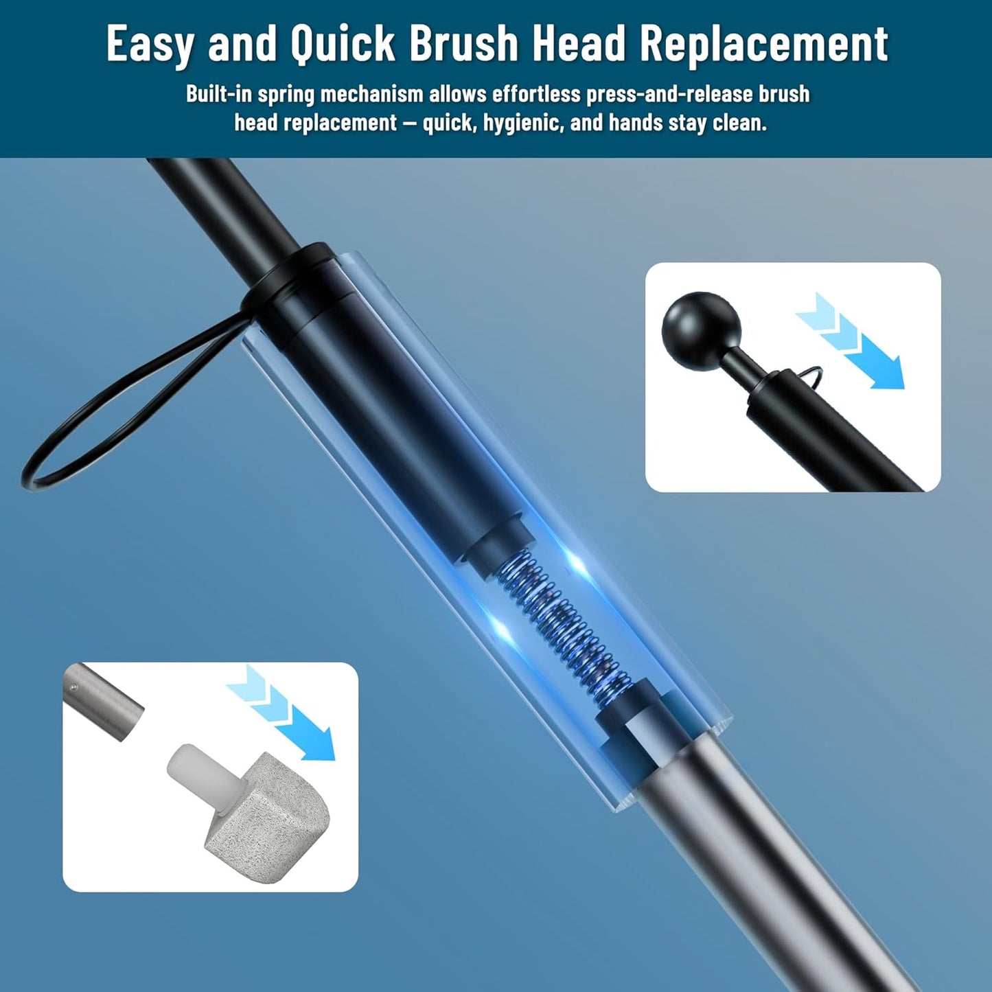 Pumice Stone Toilet Bowl Cleaner,16.7Inch Toilet Pumice Stone with Handle Cleans Hard Water Ring Calcium Buildup&Stains for Toilet Bath Kitchen Household Cleaning(Black