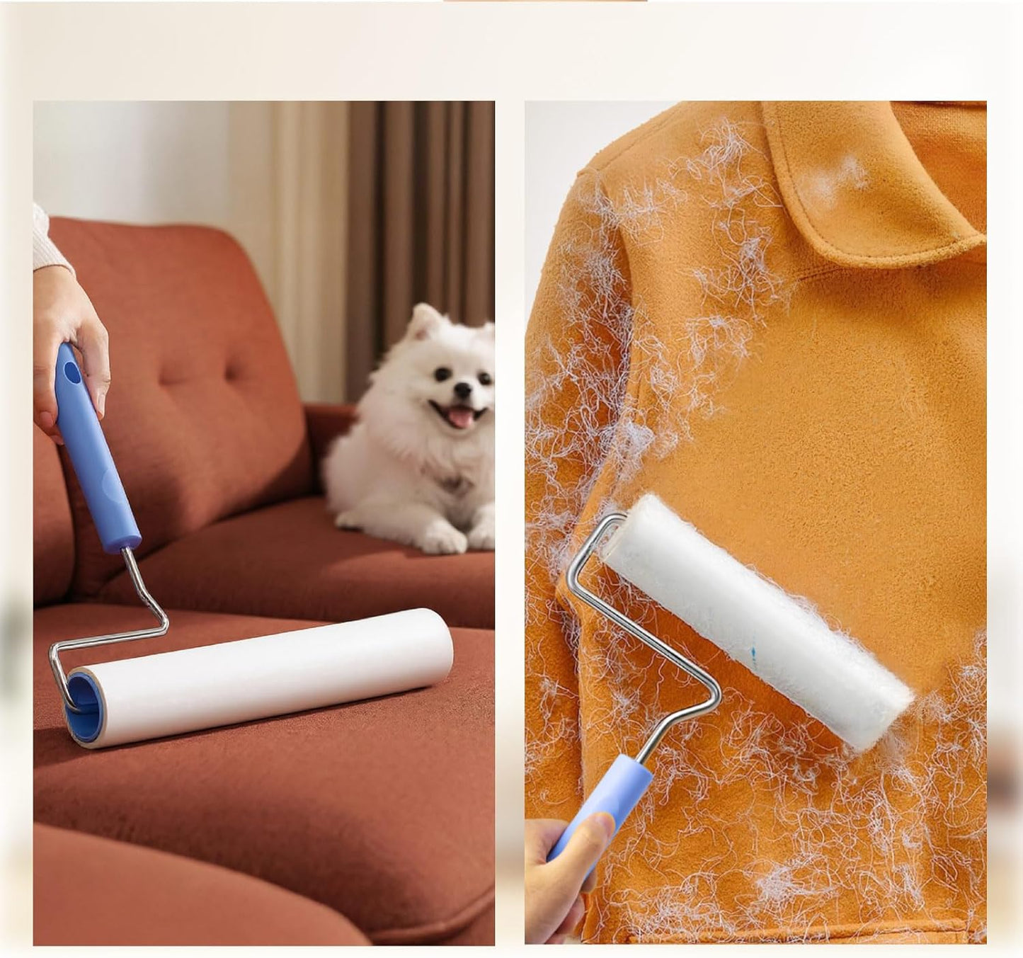 Large Lint Rollers for Pet Hair Extra Sticky,9.45''/6.3"Pet Hair Removal Tool Roller for Dog Cat Hair,450 Sheets/5 Refills,Detachable Telescoping Extension Lint Remover Brush for Clothes,Couch,Carpets