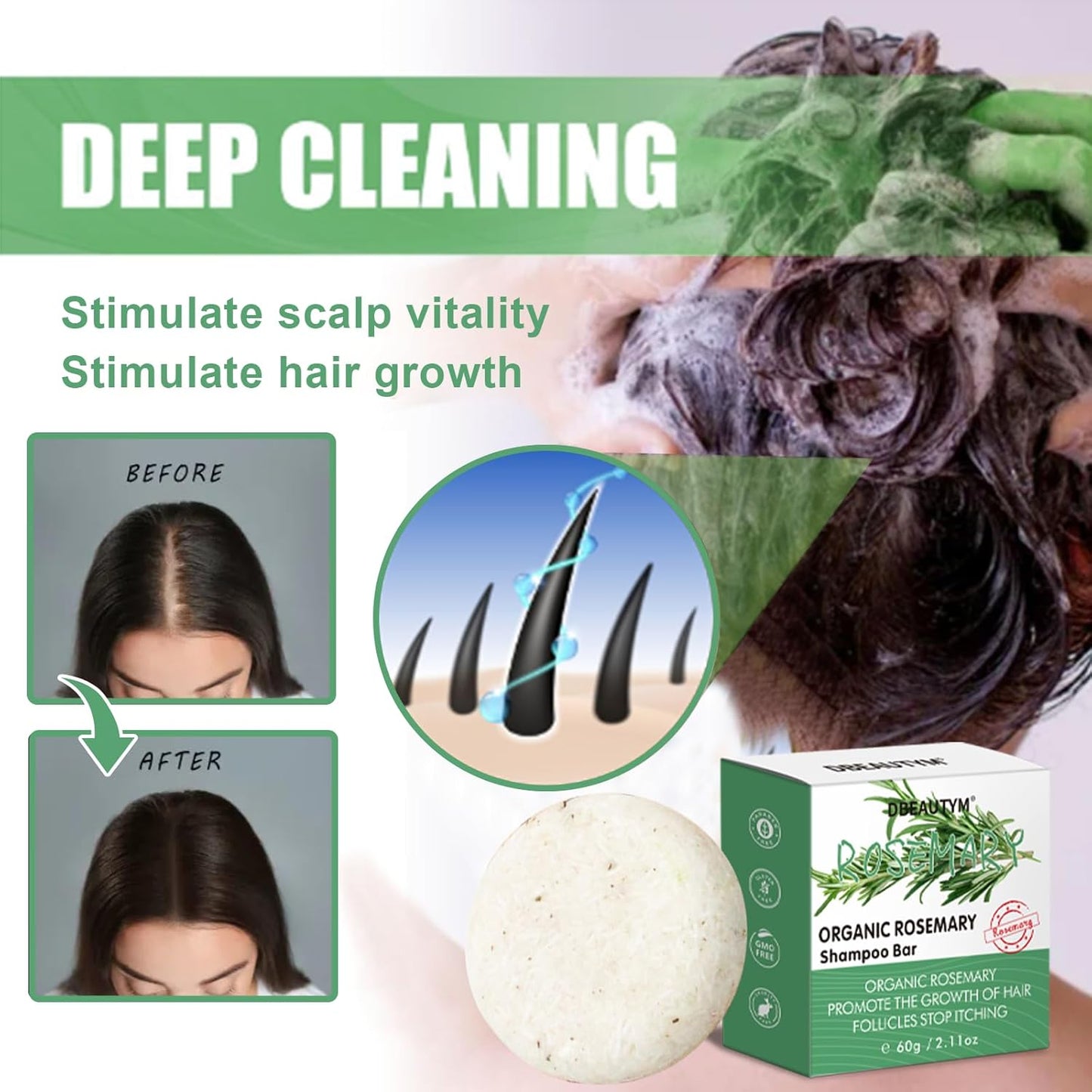 2 Pack Rosemary Shampoo Conditoner Bar Set,Thinning Hair-Volume Shampoo & Conditioner Bar for Men and Women,Hair Thickening & Regrowth Treatment,Hair Growth Soap for Anti-Hair Loss