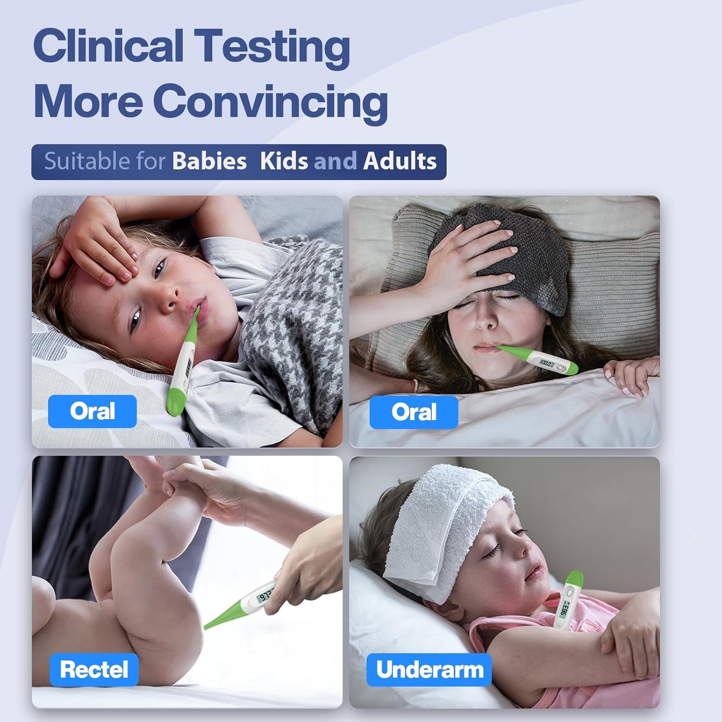 Boncare 10 Seconds Oral Thermometer for Adults and Kids - Accurate & Safe Rectal Thermometer for Baby with Fever Alarm, Digital Thermometer (Green)