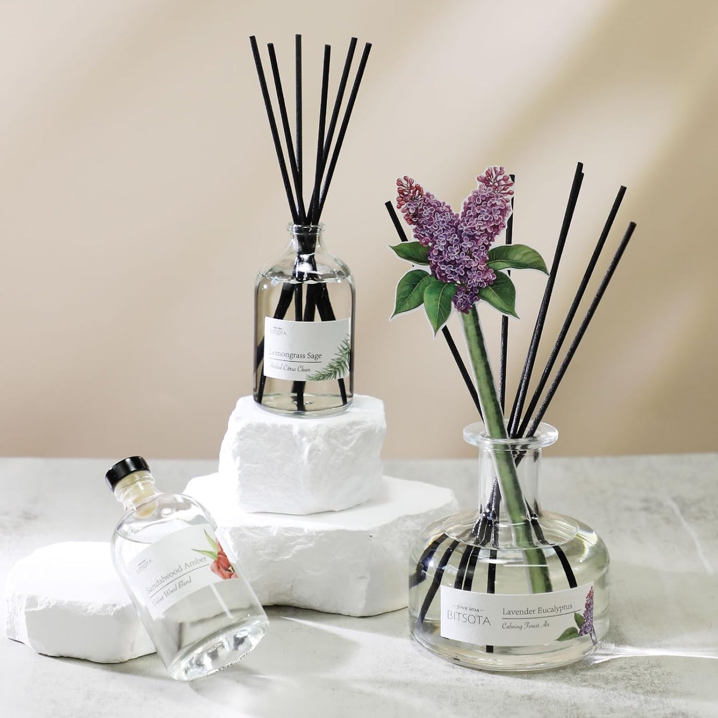 Reed Diffuser Set, 3.52 oz (100ml) Scented Diffuser with Sticks Home Fragrance Reed Diffuser for Bathroom Shelf Decor, Ideal Gift for Woman (White Cotton)