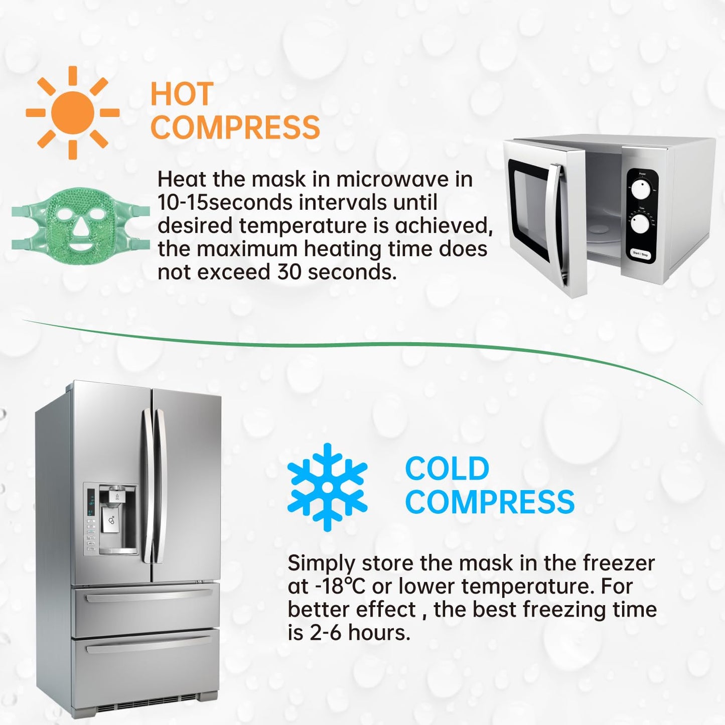 ZNÖCUETÖD Face Eye Mask Ice Pack for Reducing Puffiness, Bags Under Eyes, Puffy Dark Circles, Migraine,Hot/Cold Pack with Soft Plush Backing (Green #43)