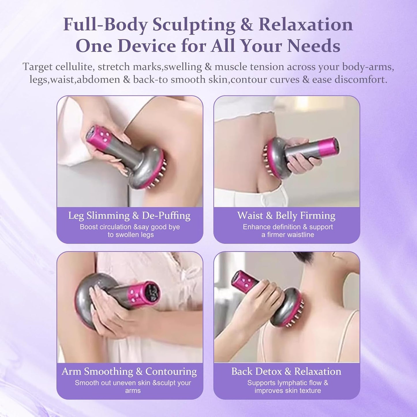Lymphatic Drainage Massager,Help Reduce Stretch Mark, Cellulite, for Belly、 Neck、 Leg 、Hip Arm ,Improves Absorption of Skincare Body Oil Serum, Stretch Mark Creams and Stretch Mark Lotions