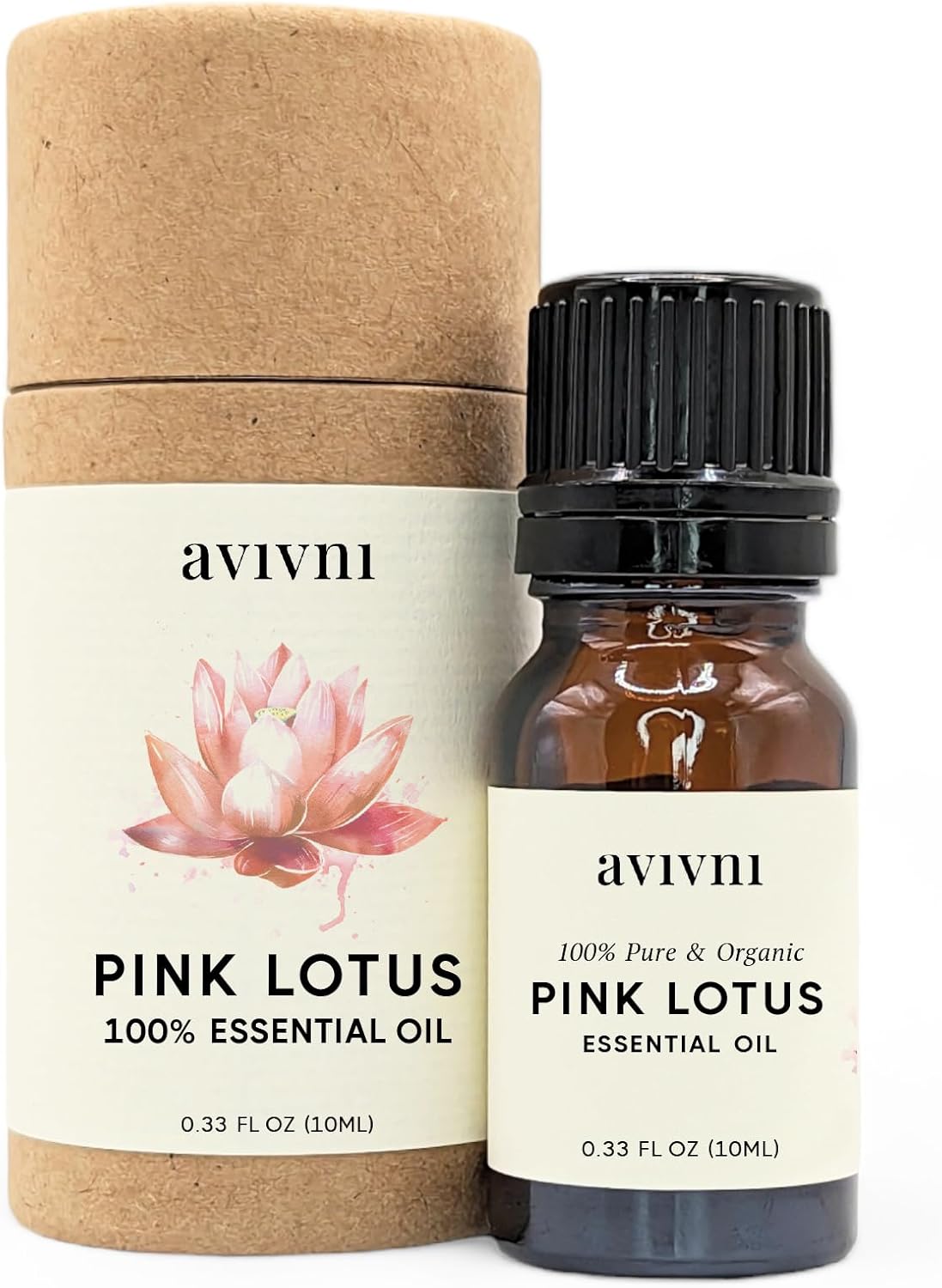 Avivni Pink Lotus Essential Oil - 100% Pure & Natural, Undiluted for Aromatherapy, Skin, Hair, Diffuser (0.33oz - 10ml)