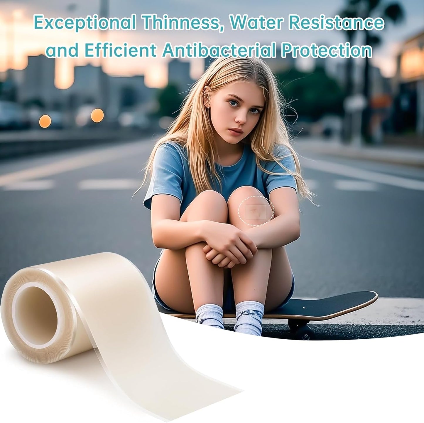 Hydrocolloid Roll for Wound Care Edge-Peel with Edges,(2in*10ft) Cut-to-Size Extra Large Hydrocolloid Patch Bandages with Self-Adhesive, Ultra Absorbent, Flexible Waterproof, First Aid Kit Essential