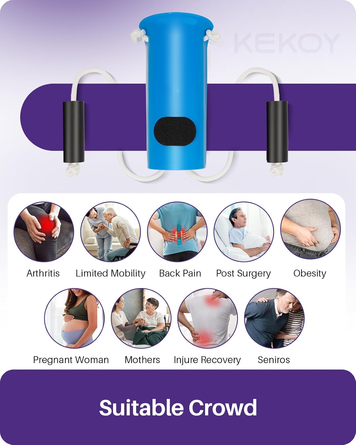 KEKOY 4INCH Sock Aid for Putting on Socks, Sock Assistant Device No Bending with Foam Handles & Long Rope, Sock Helper/Puller Aid Easy Put on for Seniors, Disabled, After Surgery Recovery(Blue)