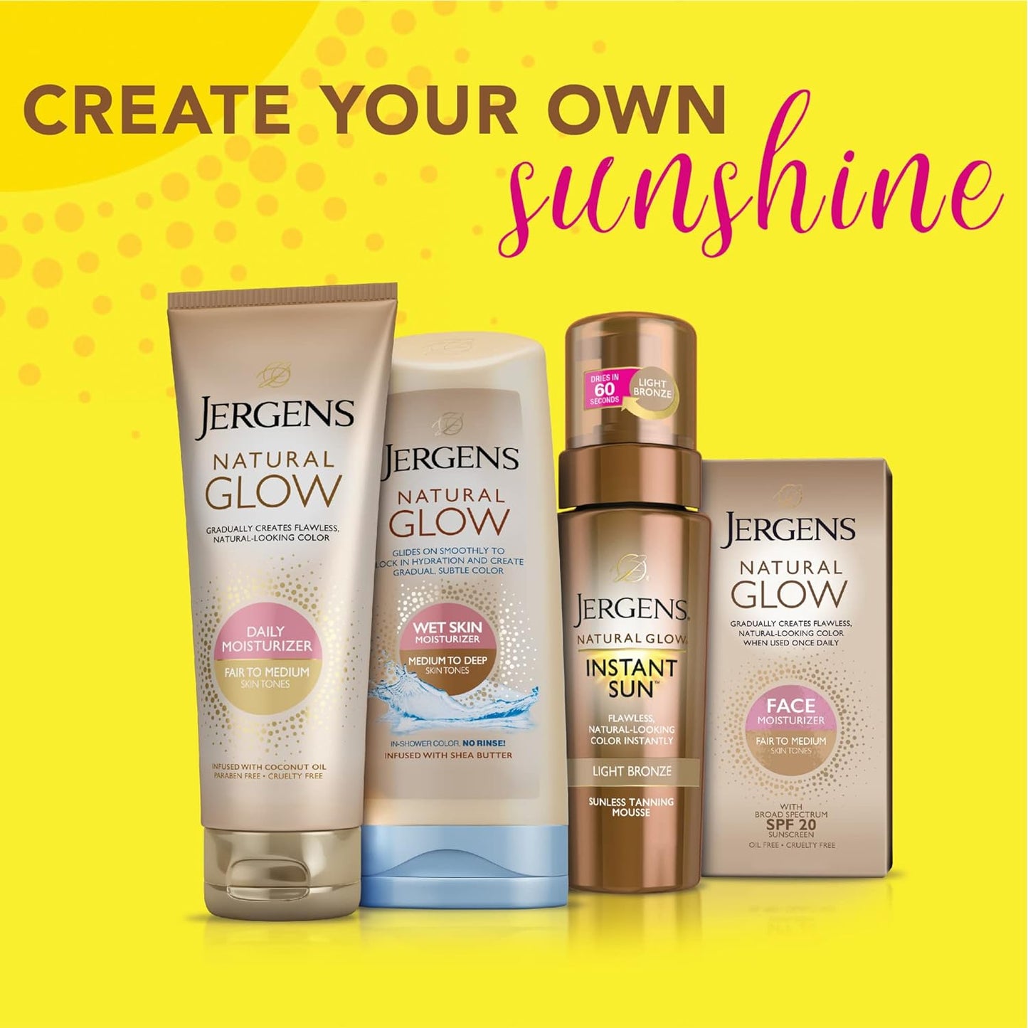 Jergens Natural Glow Instant Sun Body Mousse, Self Tanner for Deep Bronze Tan, Sunless Tanning Body Bronzer for Natural Looking Color Instantly, 6 Oz, Pack of 2