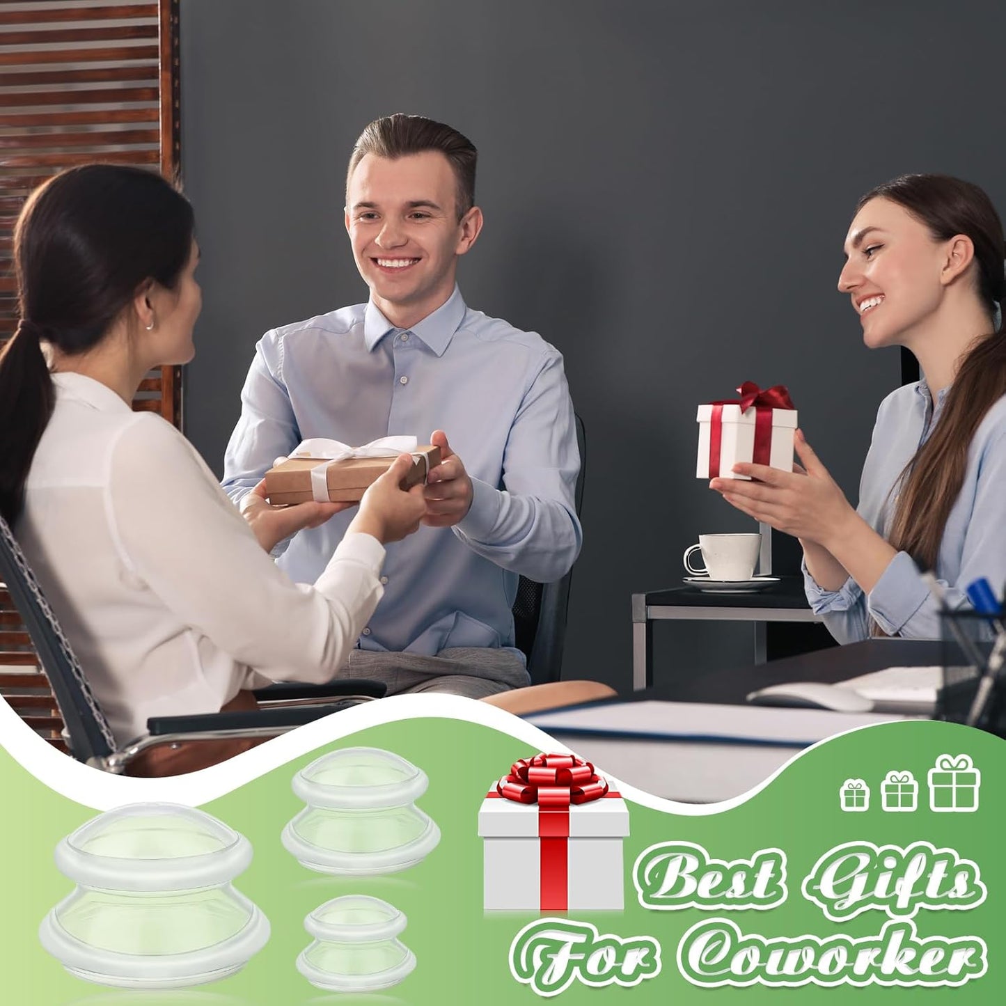 TrelaCo 6 Pcs Cupping Kit for Massage Therapy 3 Sizes Silicone Cupping Set Chinese Massage Therapy for Studio Household Cellulite Joint Pain Muscle Pain(Clear)