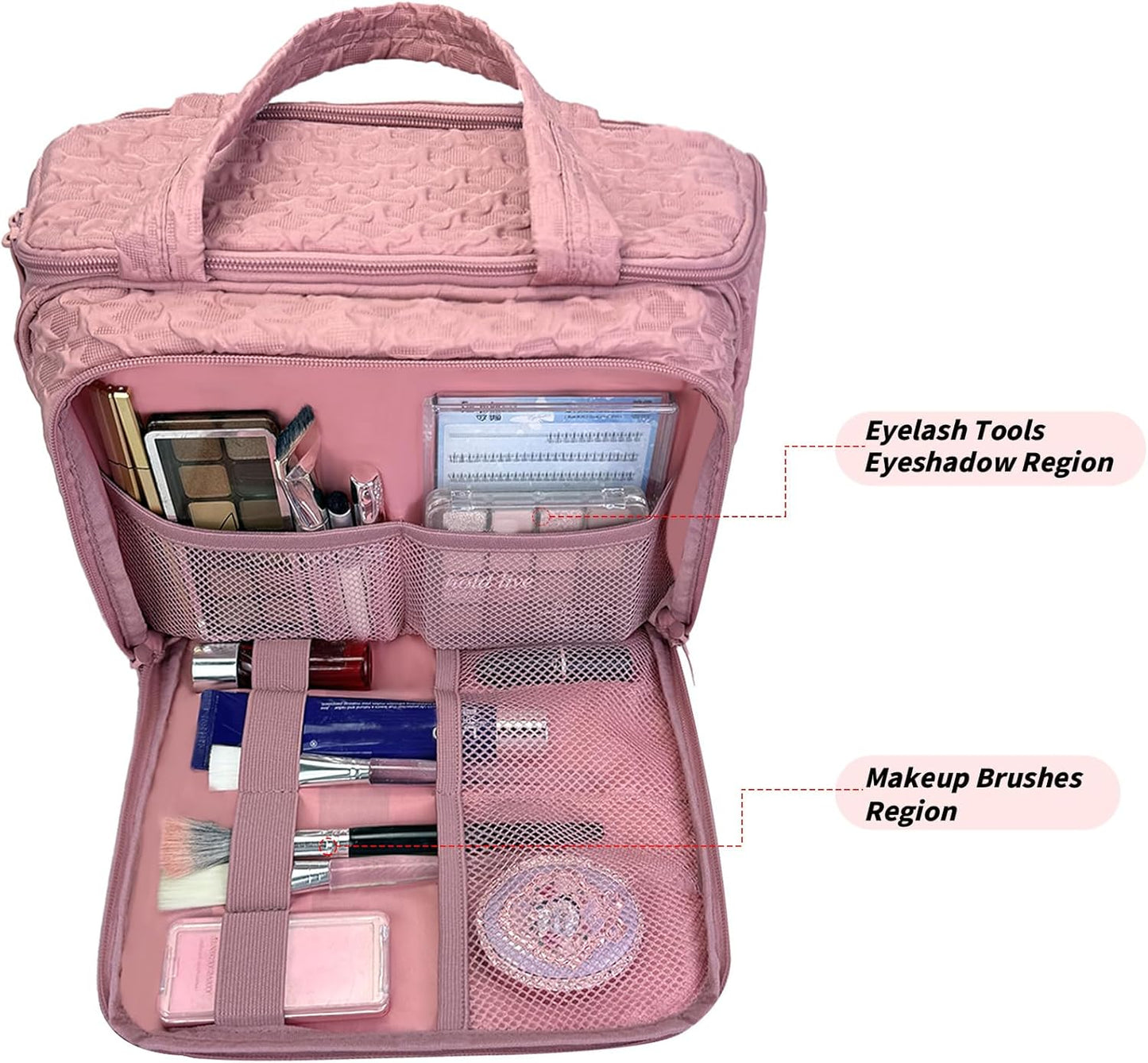 SUNRISING Travel Toiletry Bag,Large Toiletry Bag for Women,Water-Resistant Cosmetic Makeup Bag Organizer with Handle,Travel Toiletries Skincare Organizer Dopp Kit Bag for Accessories Essentials- Pink