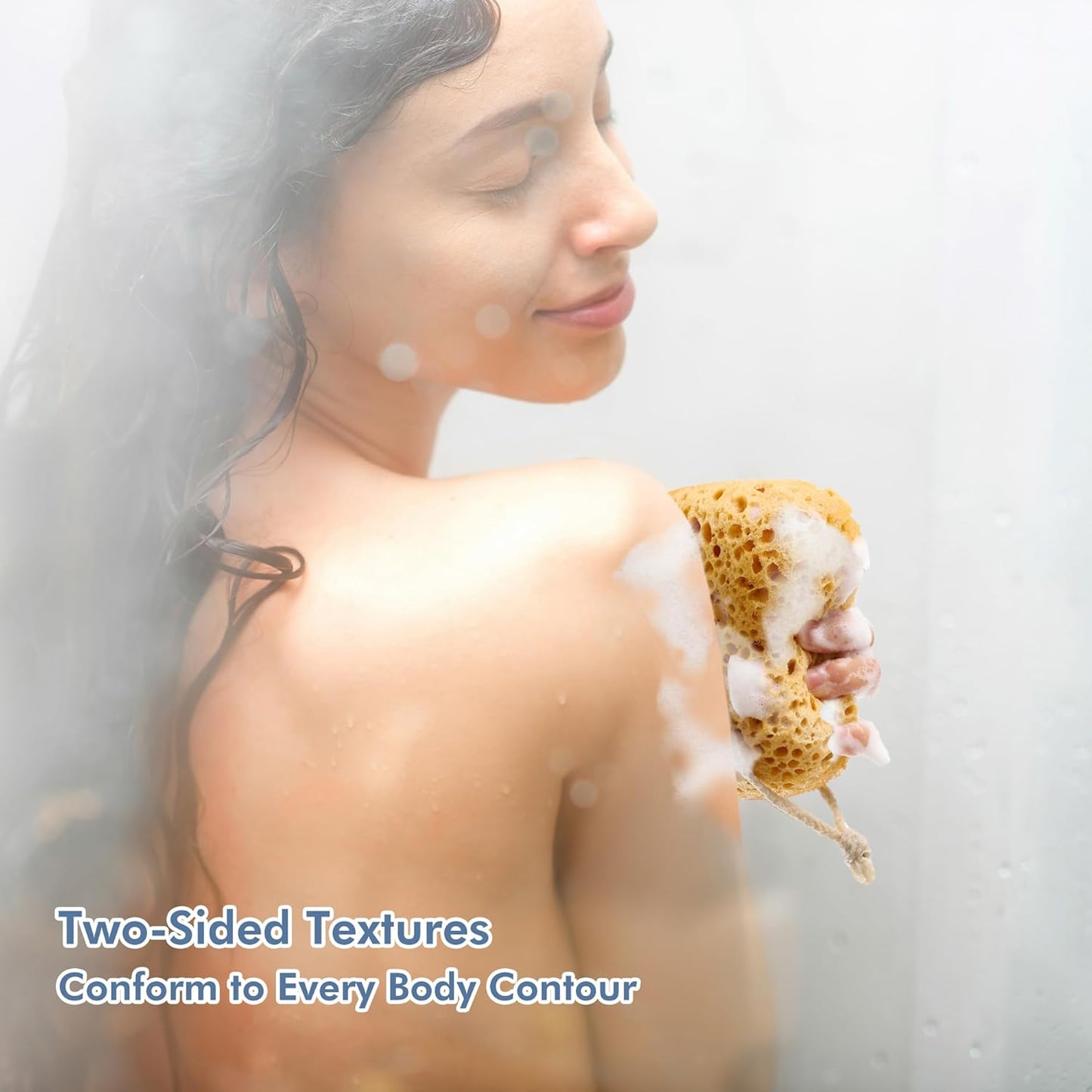 Bath Sponges for Adults, 3Pcs Exfoliating Body Sponges Shower Scrub Wash Puff Dense Foam for Gentle & Deep Cleansing for Sensitive Dry Skin (Assorted Color Loops)