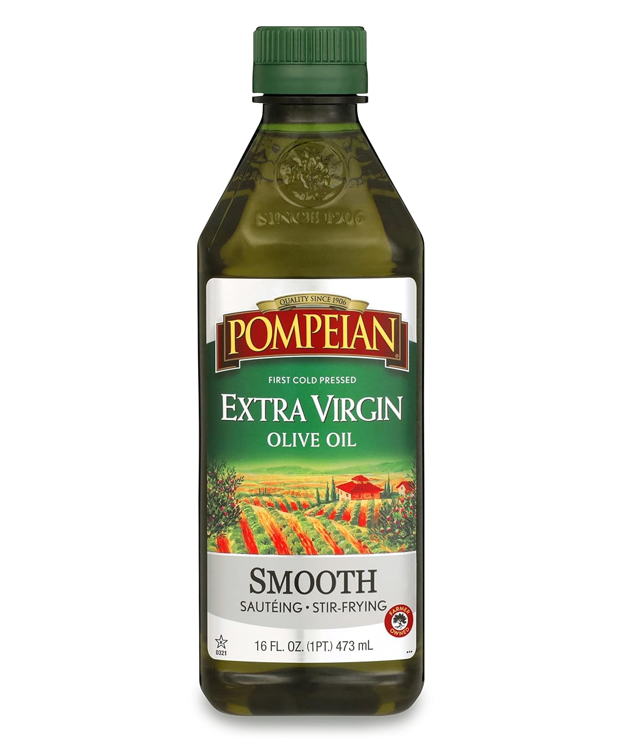Pompeian Smooth Extra Virgin Olive Oil, Contains Polyphenols, First Cold Pressed, 16 FL Oz