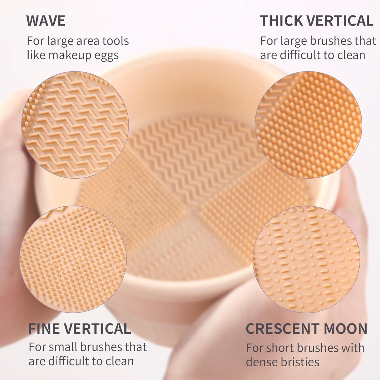 Makeup Brush Cleaning Mat, MSQ 3 In 1 Silicone Makeup Brush Cleaner Bowl with Brush Drying Holder, Makeup Scrubber for Makeup Brushes, Makeup Sponge, Powder Puff (Orange)